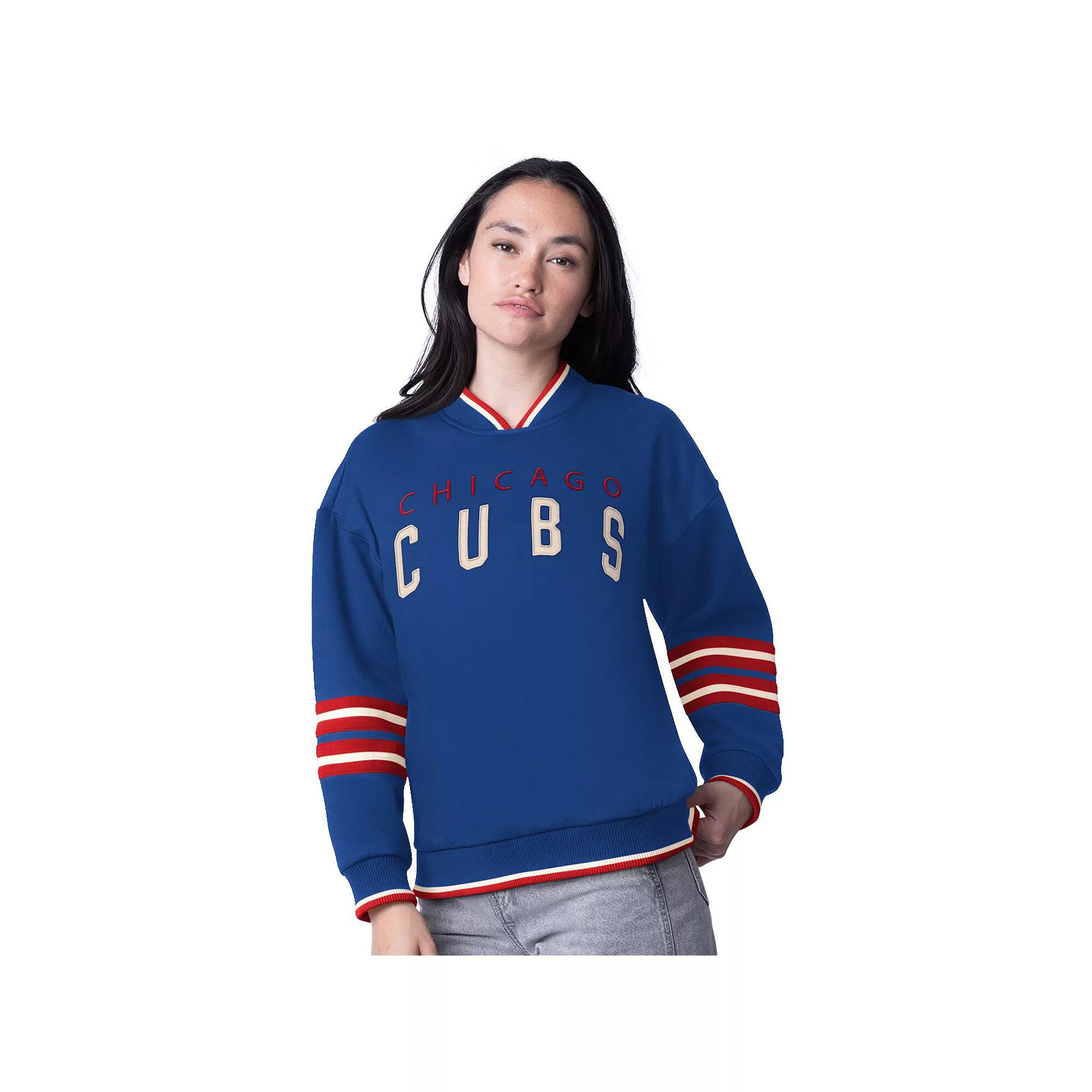 Women's Starter Royal Chicago Cubs Wild Card Oversized Pullover Sweatshirt, Size: 2XL, Blue Product Image