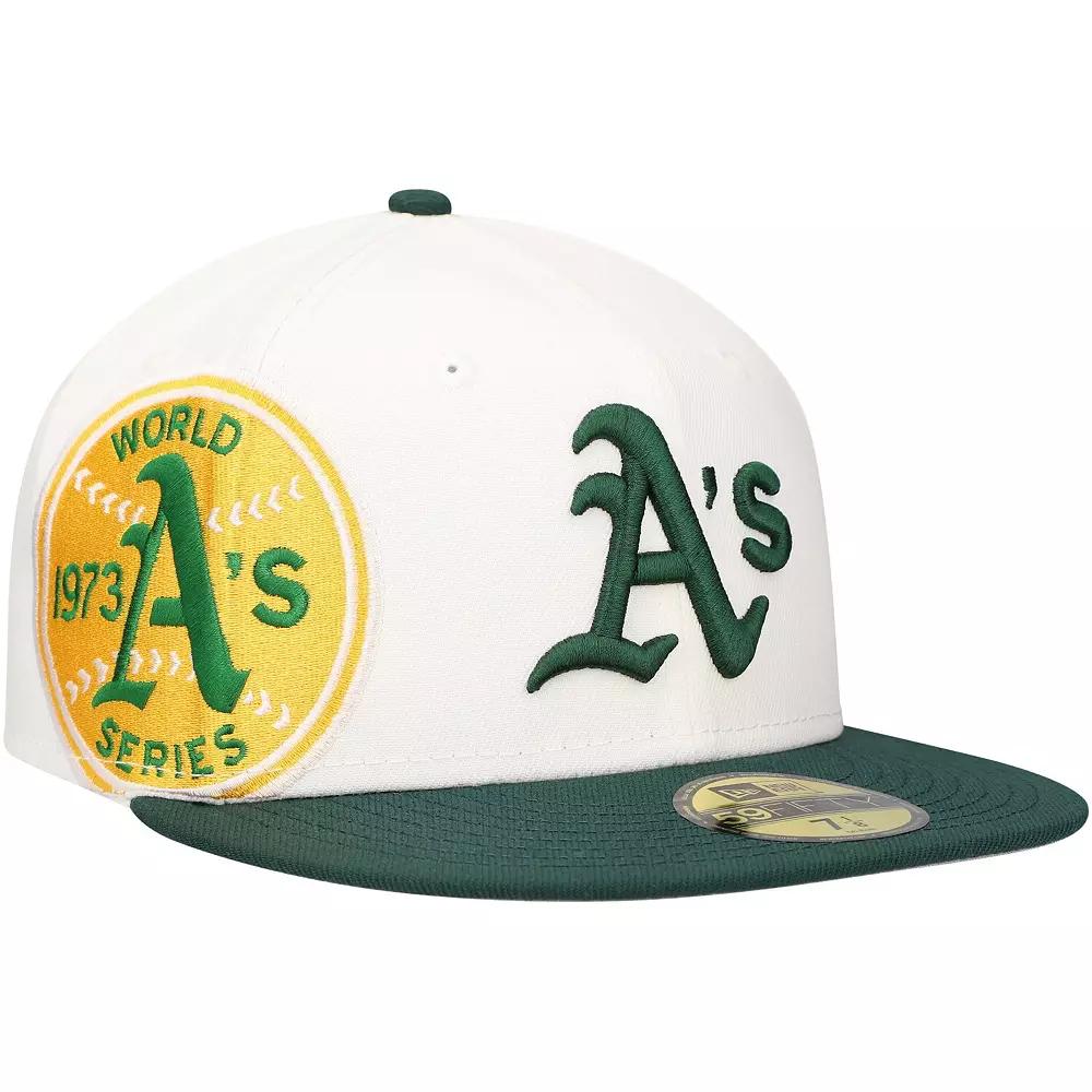 Men's New Era White/Green Oakland Athletics Major Sidepatch 59FIFTY Fitted Hat,  Product Image