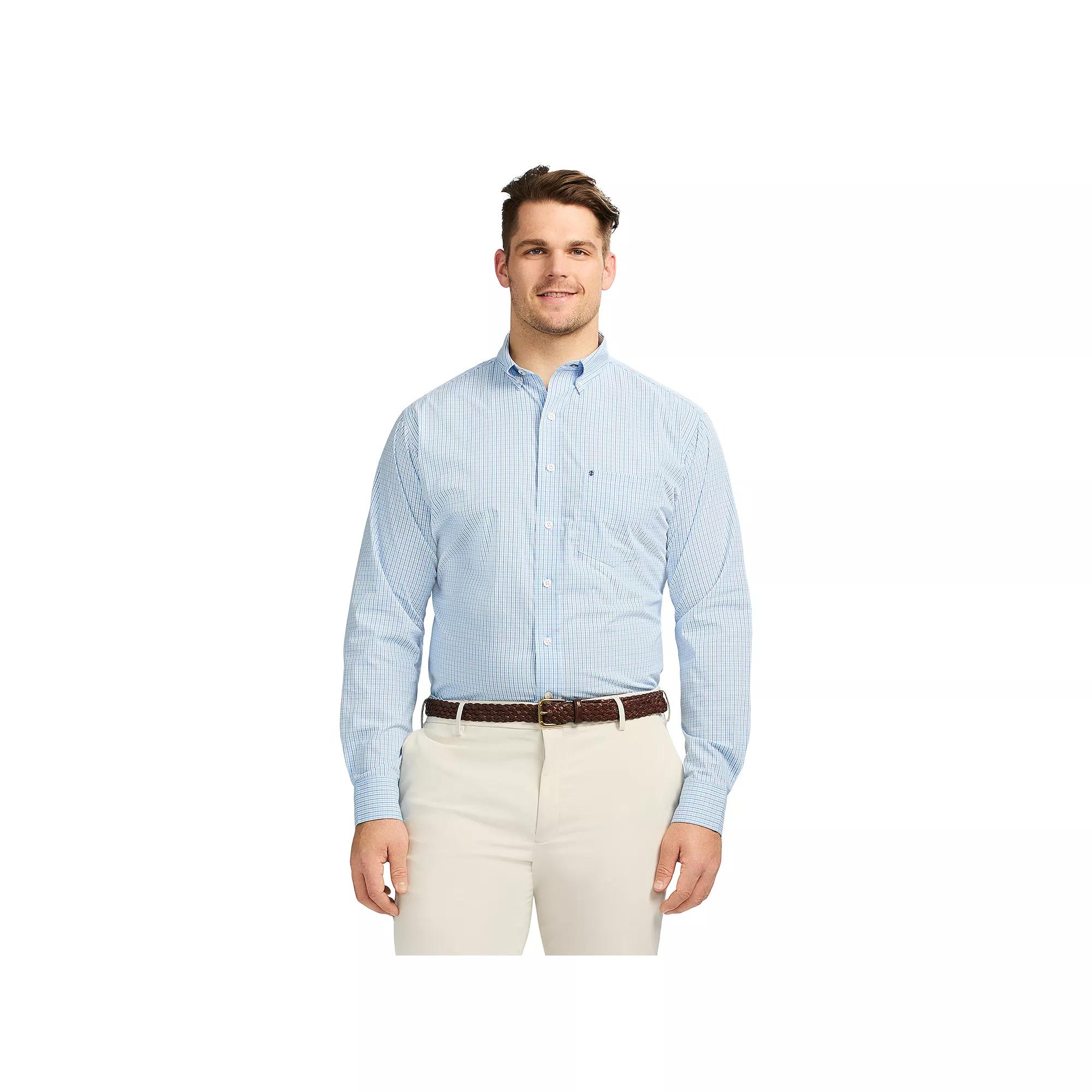 Big & Tall IZOD Performance Comfort Long Sleeve Button Down Shirt, Men's, Size: Large Tall, Placid Blue Product Image