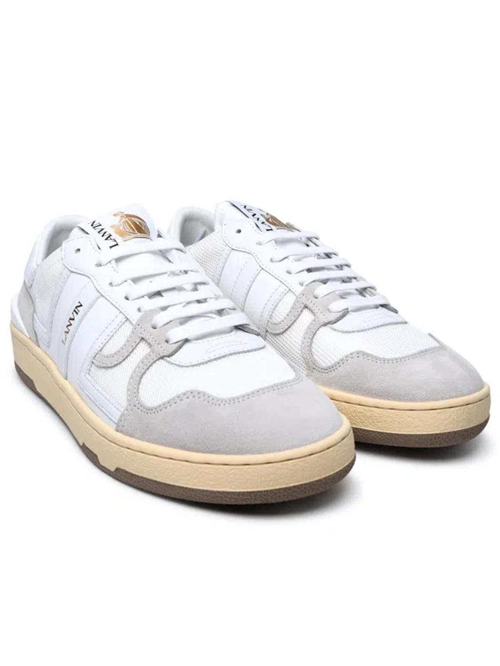 LANVIN Mesh And Leather Clay Sneakers With In White Product Image