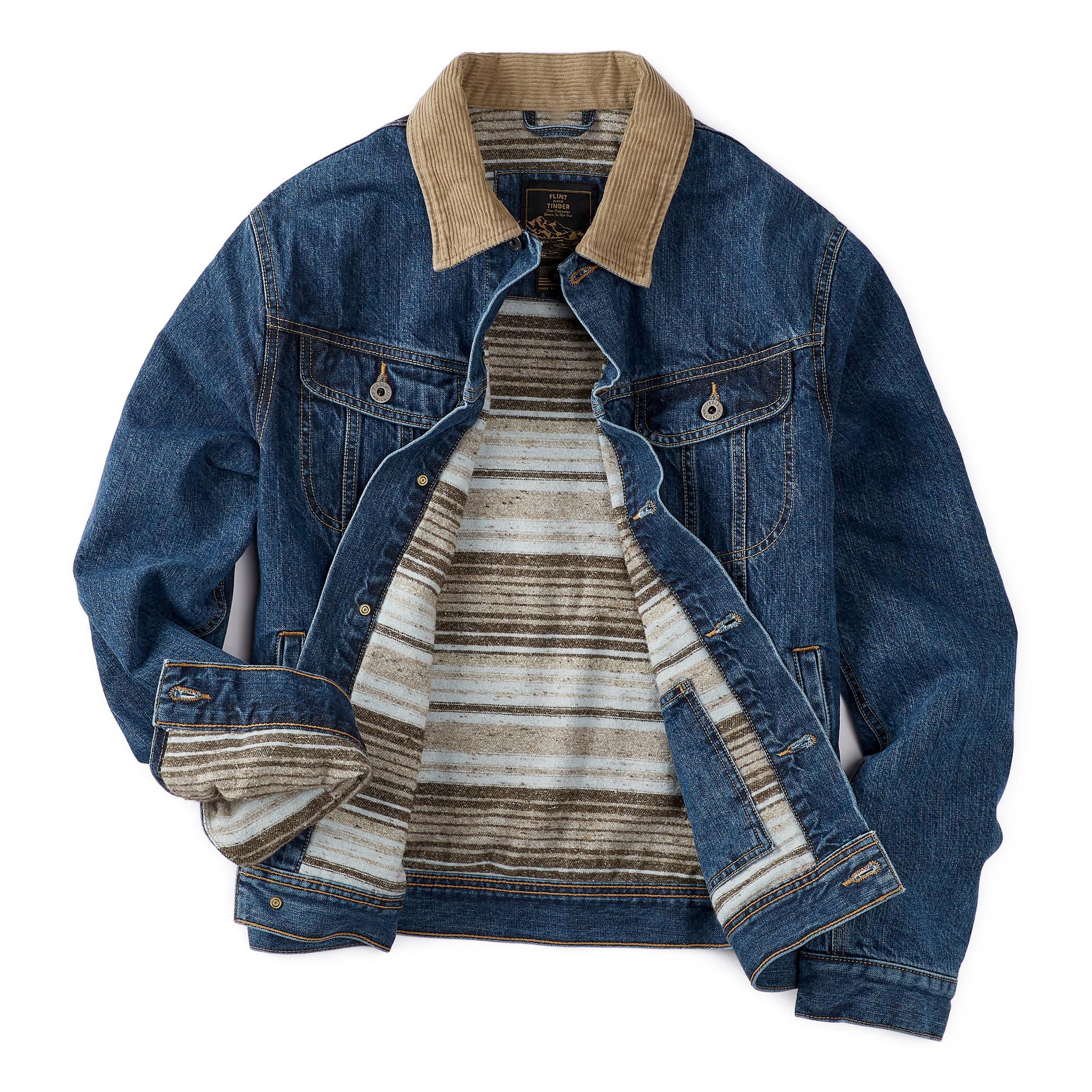 Flannel-Lined Denim Trucker Jacket Product Image
