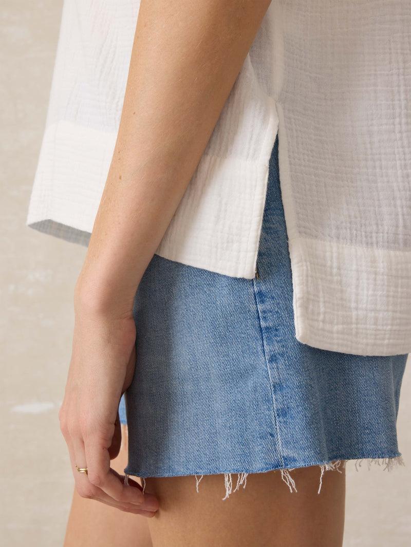 Dune Cotton Gauze Short Sleeve Popover - White Product Image