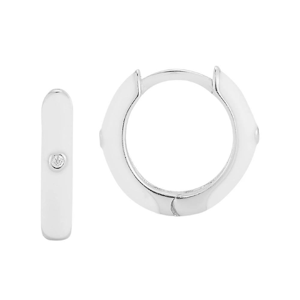 Sunkissed Sterling Cubic Zirconia & Enamel Huggie Earrings, Women's, Gold Tone Purple Product Image