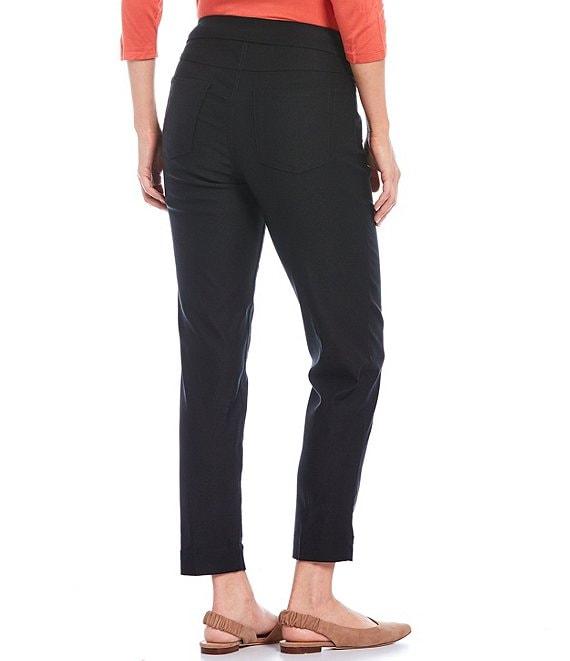 Slimsation® by Multiples Petite Size Wide Waistband Pull-On Plain Weave Ankle Pants Product Image