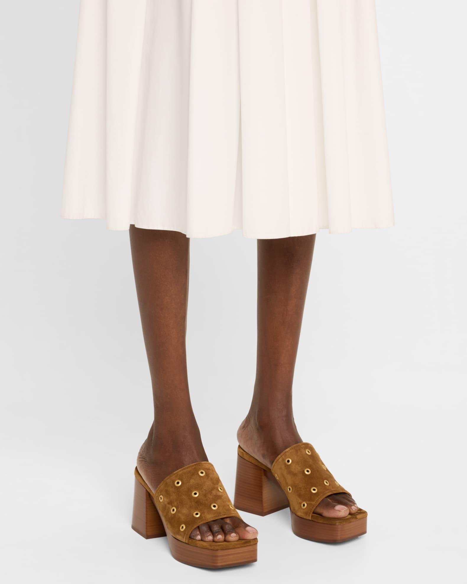 Suede Grommet Platform Mule Sandals Product Image