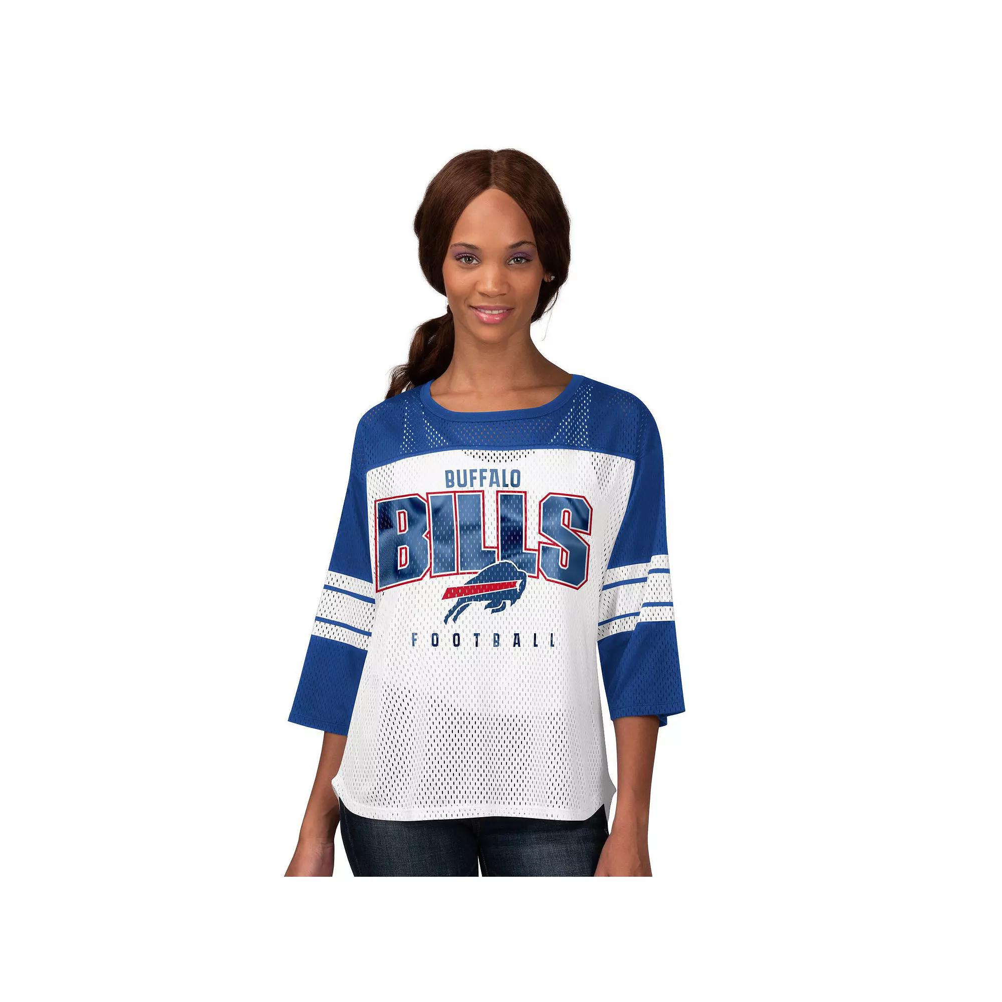 Women's G-III 4Her by Carl Banks  Royal Buffalo Bills First Team 3/4-Sleeve Mesh T-Shirt, Size: Small, Blue Product Image