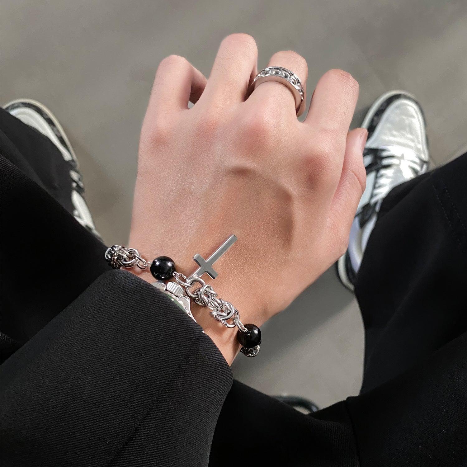CROSS BLACK PEARL CHAIN BRACELET Product Image