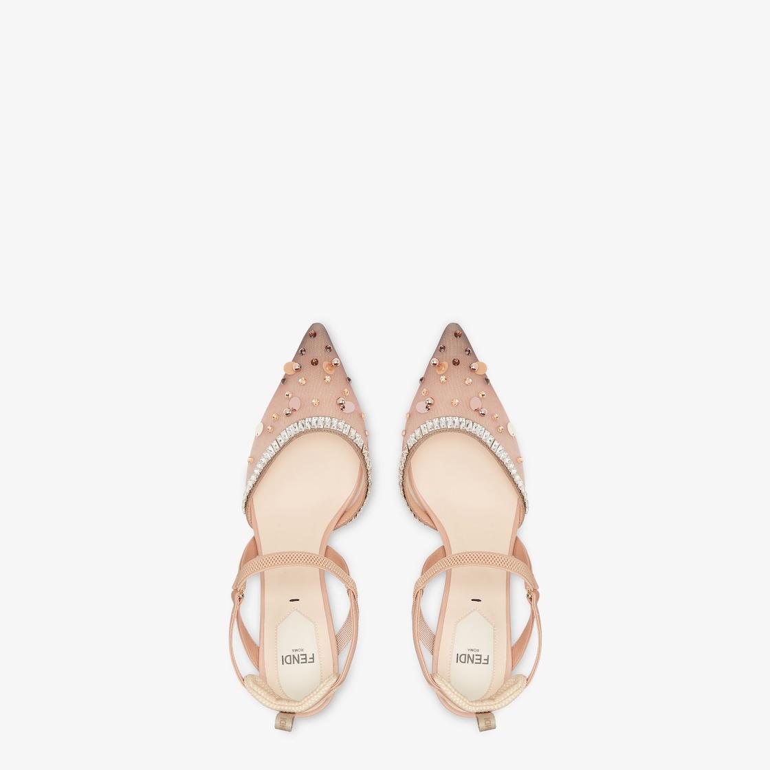 ColibrìPink mesh and crystals medium-heeled slingbacks Product Image