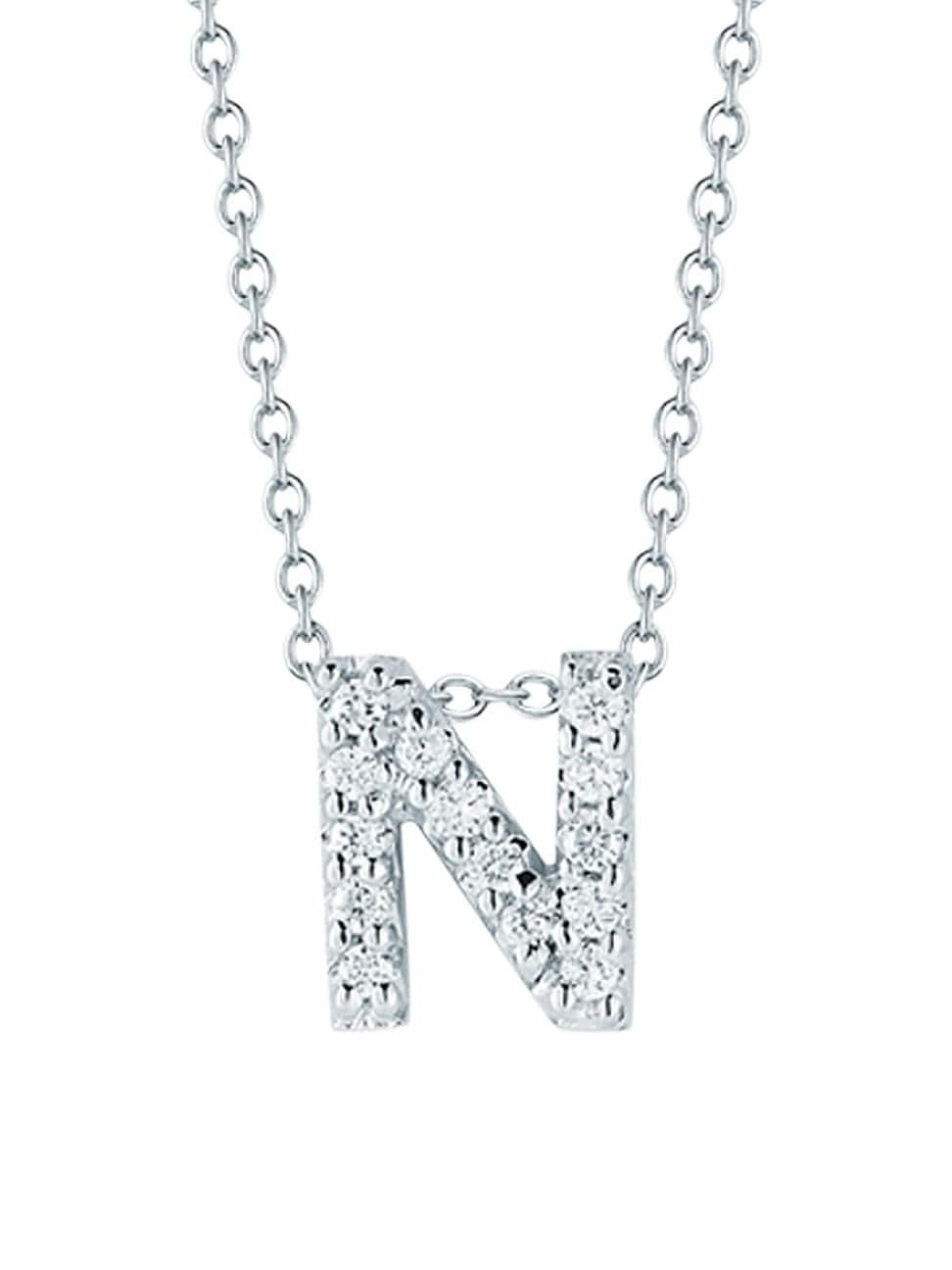 Womens Tiny Treasures 0.08 TCW Diamond & 18K White Gold Initial Necklace Product Image
