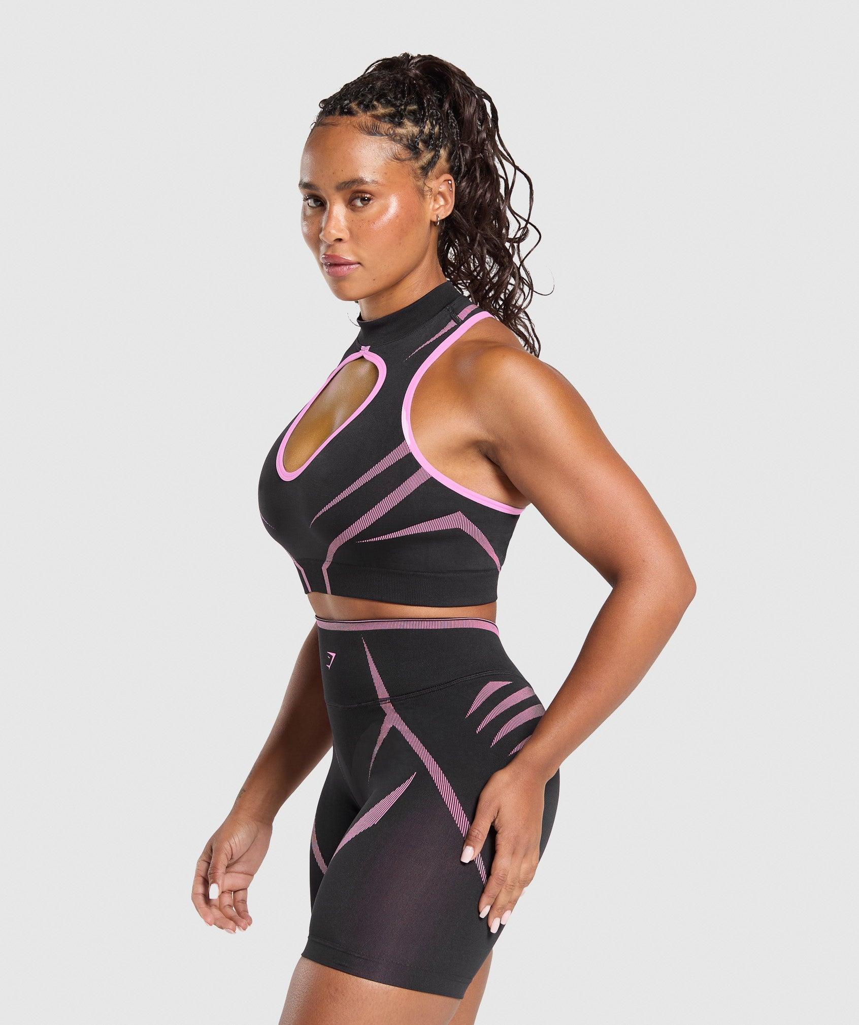 Gymshark Apex Lift Seamless Crop Top - Darkest Purple/Sour Pink Female Product Image