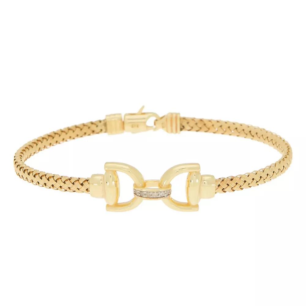 Meshmerise Sterling Silver Diamond Accent Linked Woven Texture Bracelet, Women's, Size: 7", Gold Tone Product Image