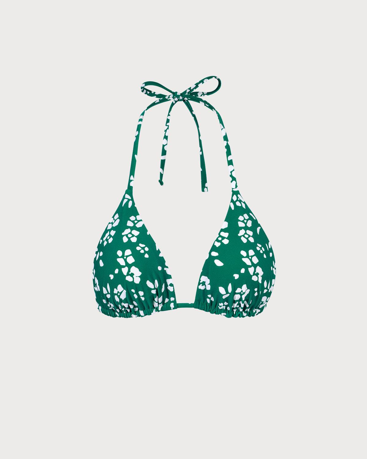 The Green Reversible Floral Triangle Bikini Top Product Image