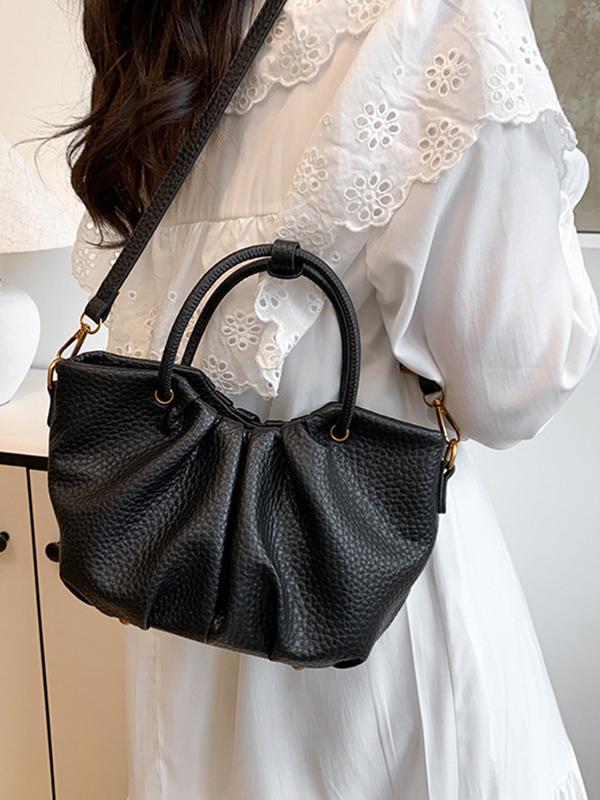 Pleated Solid Color Zipper Crossbody Bags Handbags Product Image