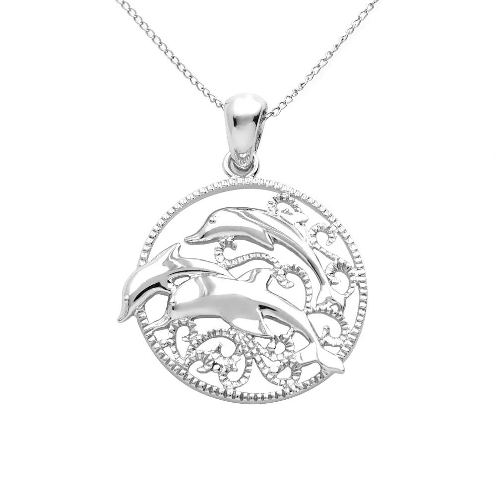 Jewelry for Trees Platinum-Over-Silver Dolphin Pendant, Women's, Size: 18", Multicolor Product Image