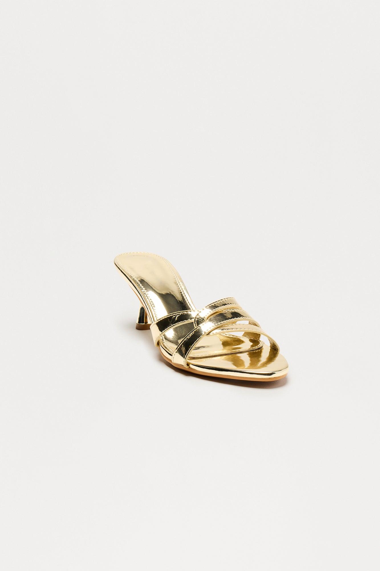 Sachi Faux Patent Mules - Gold Product Image