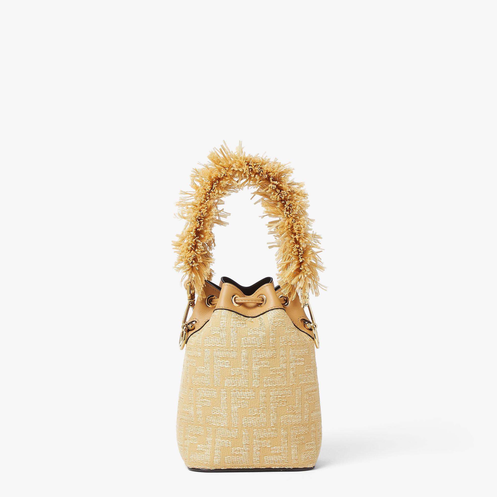 Mon TresorJacquard fabric mini-bag with raffia FF Product Image