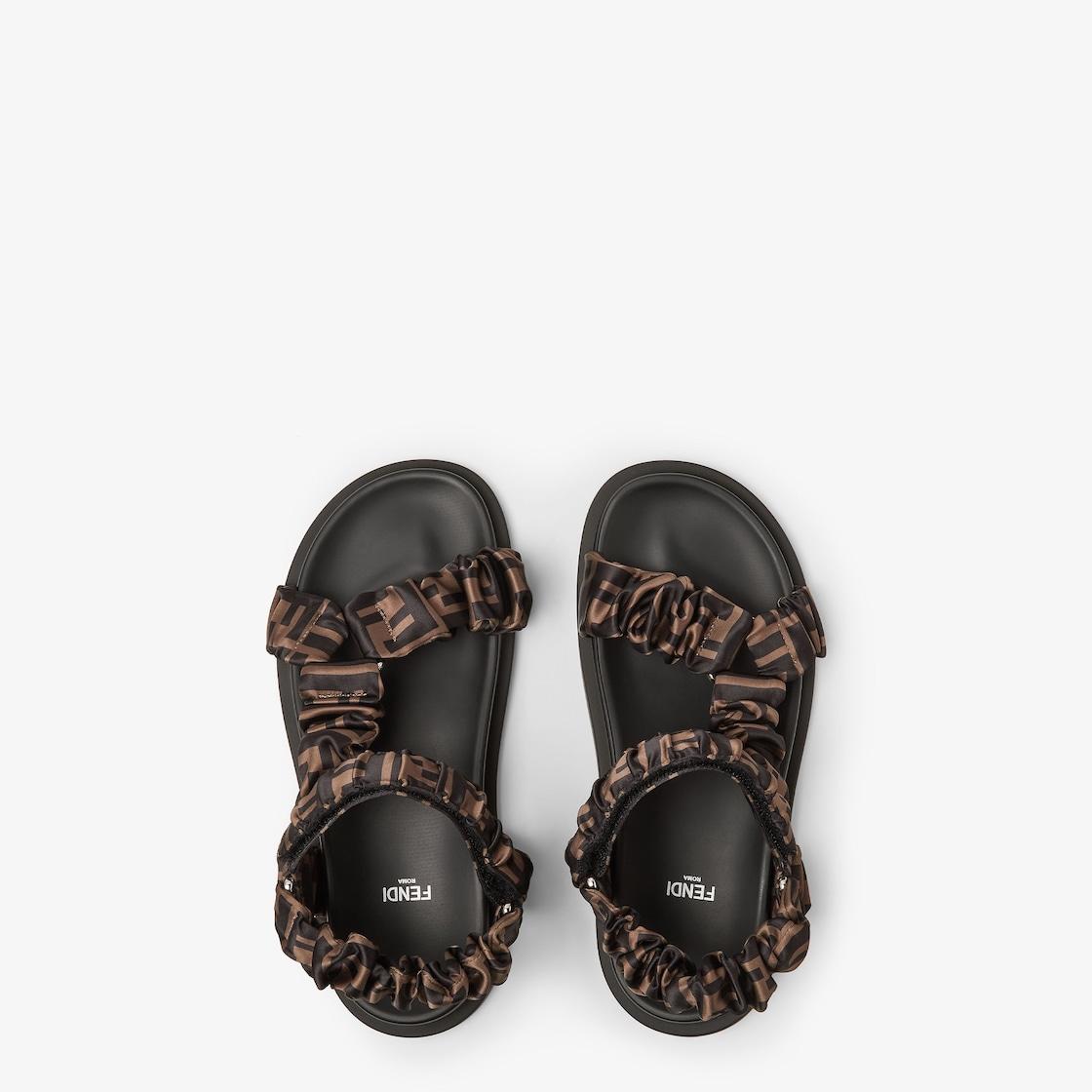 Fendi FeelBrown satin sandals Product Image