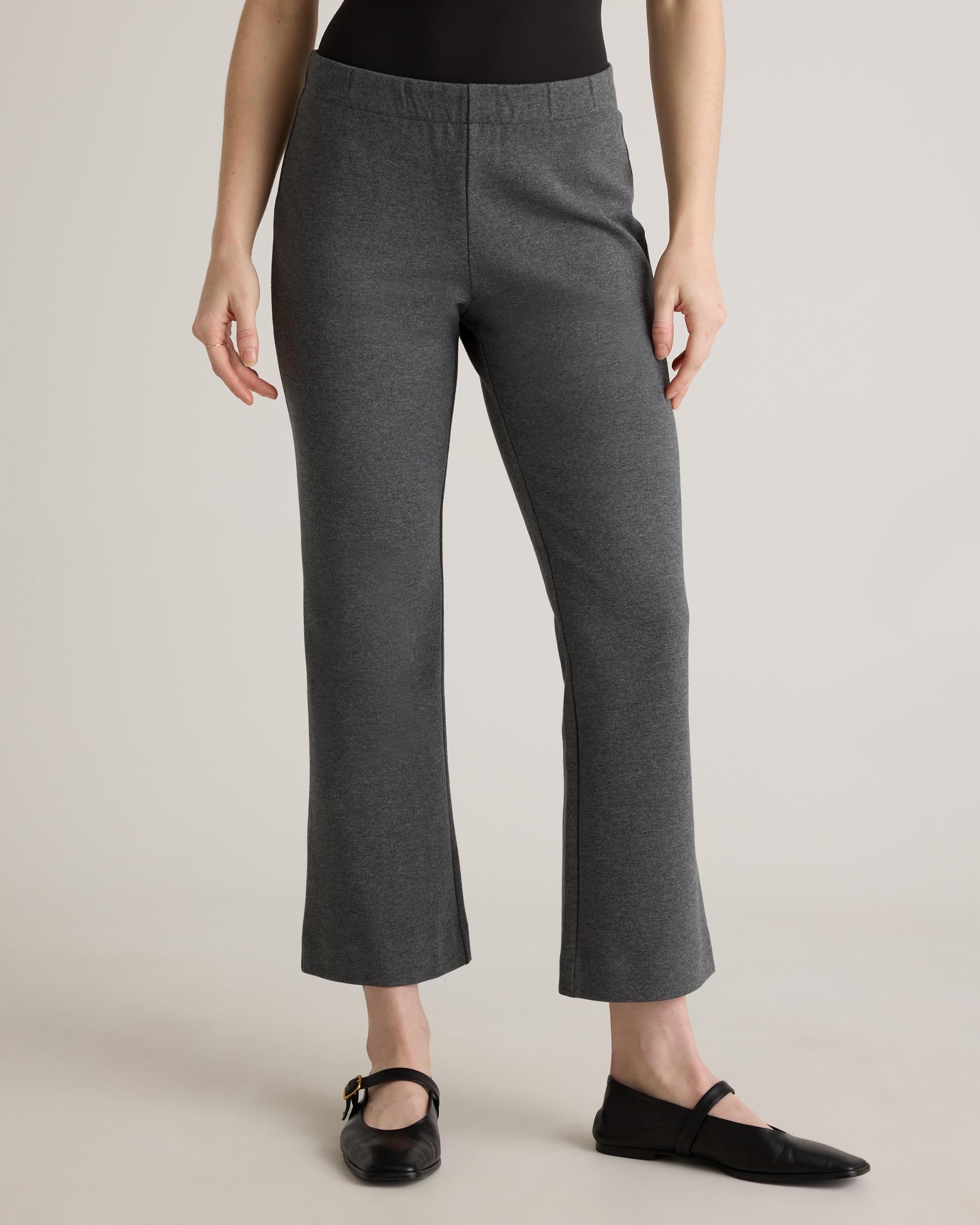 Quince | Women's Double Knit Kick Flare Pants Organic Cotton Product Image