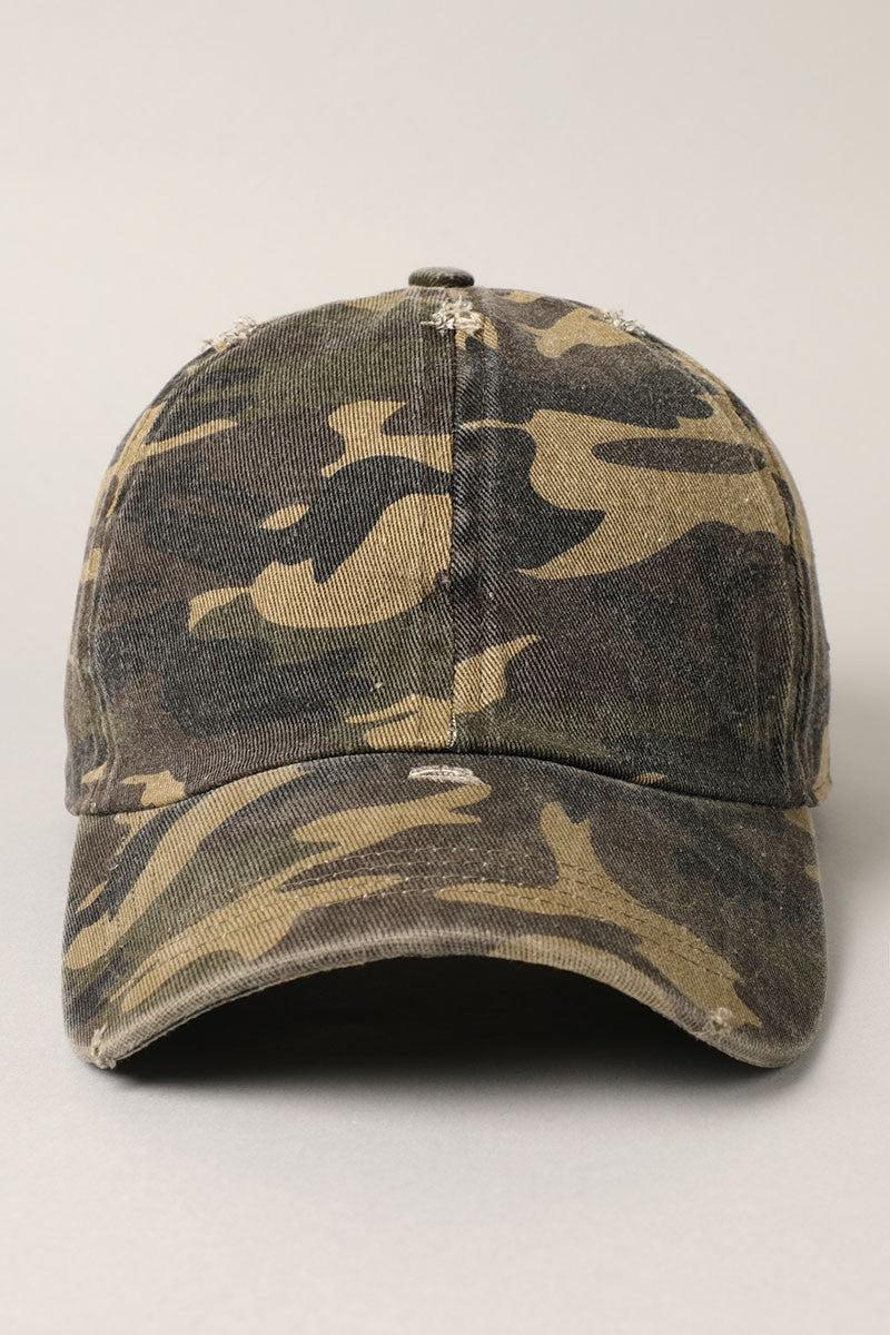 Distressed Camouflage Baseball Cap Product Image