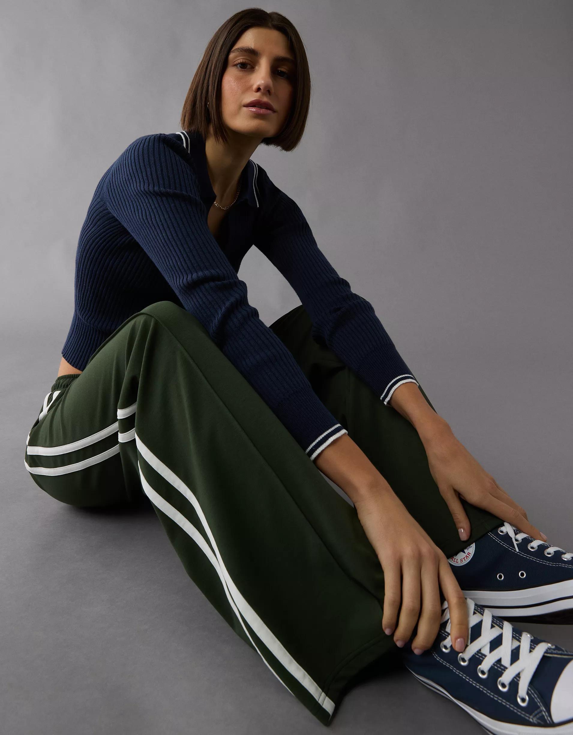 AE Long-Sleeve Collared Polo Sweater Product Image