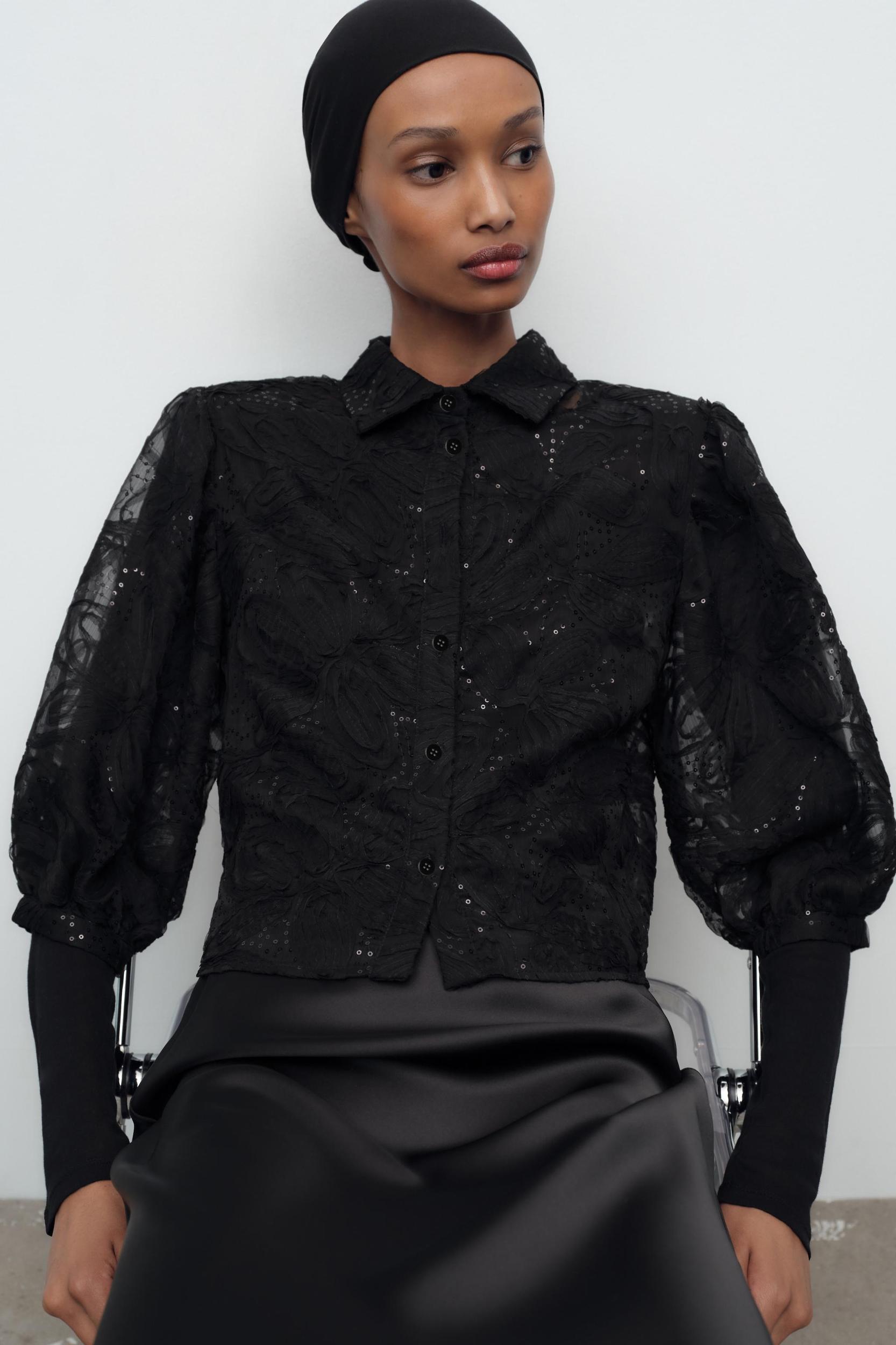 CROP SEQUIN SHIRT Product Image