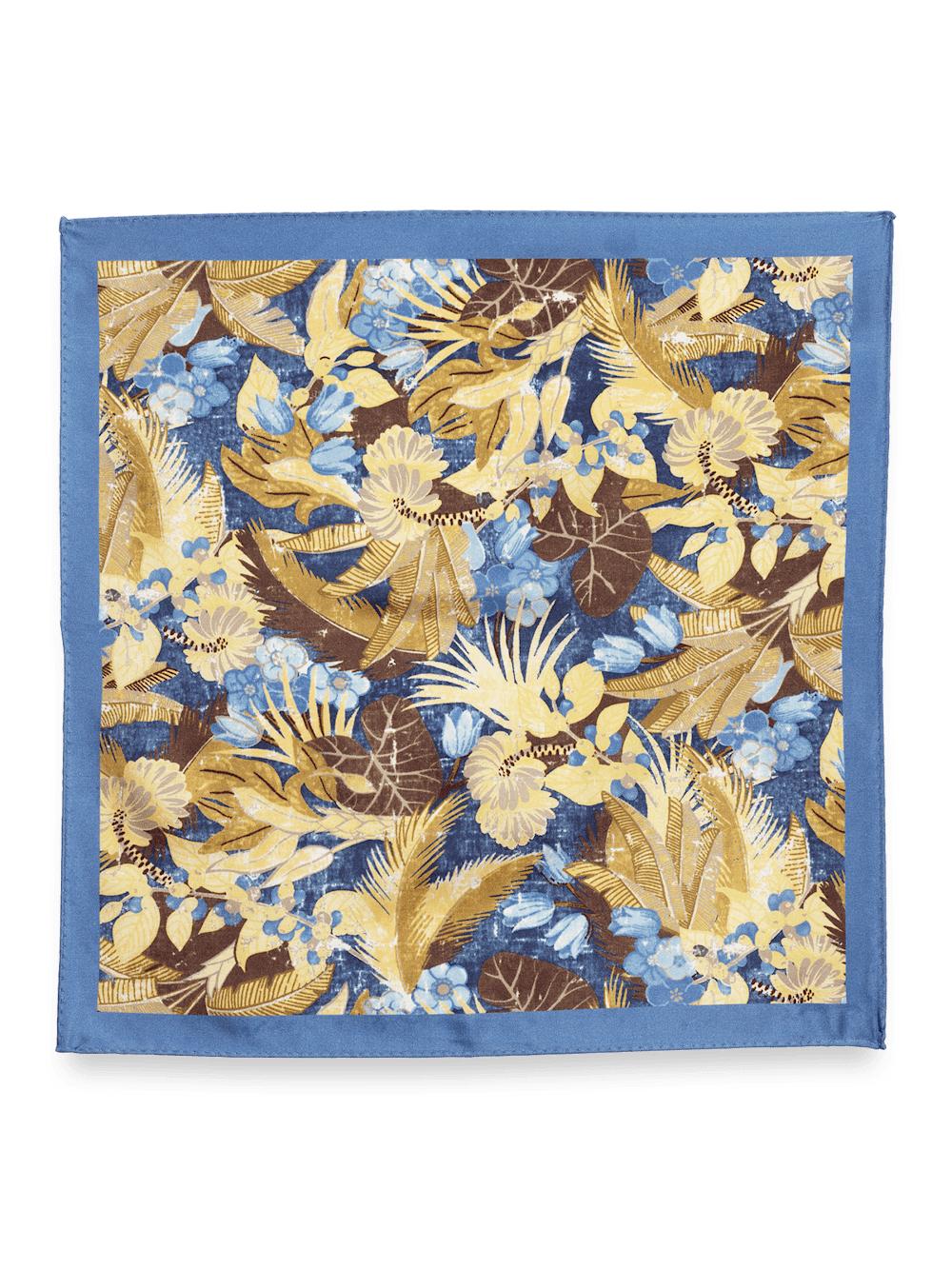 Botanical Silk Pocket Square - Yellow/blue Product Image