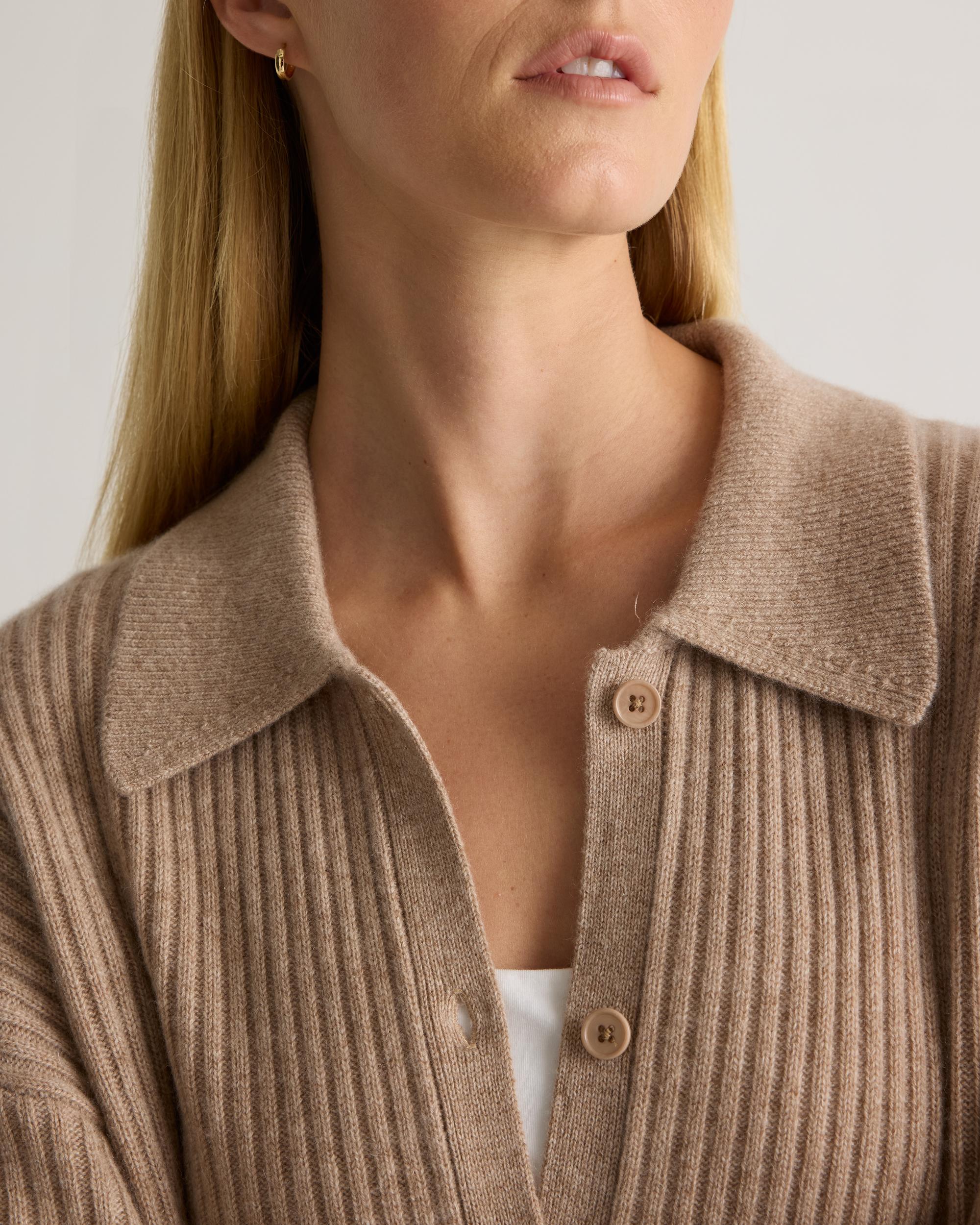 Quince | Women's Mongolian Cashmere Wide-Rib OverSized Collared Cardigan Sweater Product Image