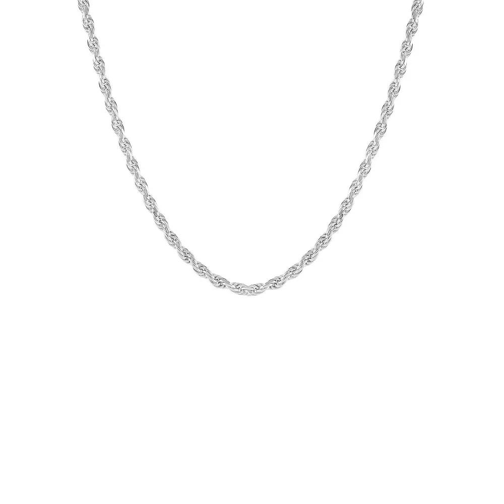 PRIMROSE Fine Silver Plated Rope Chain Necklace, Women's, Size: 20", Silver Tone Product Image