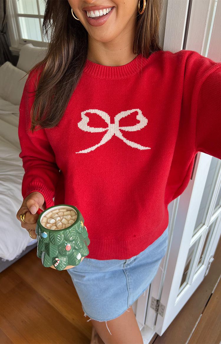 Zami Red Bow Sweater Product Image