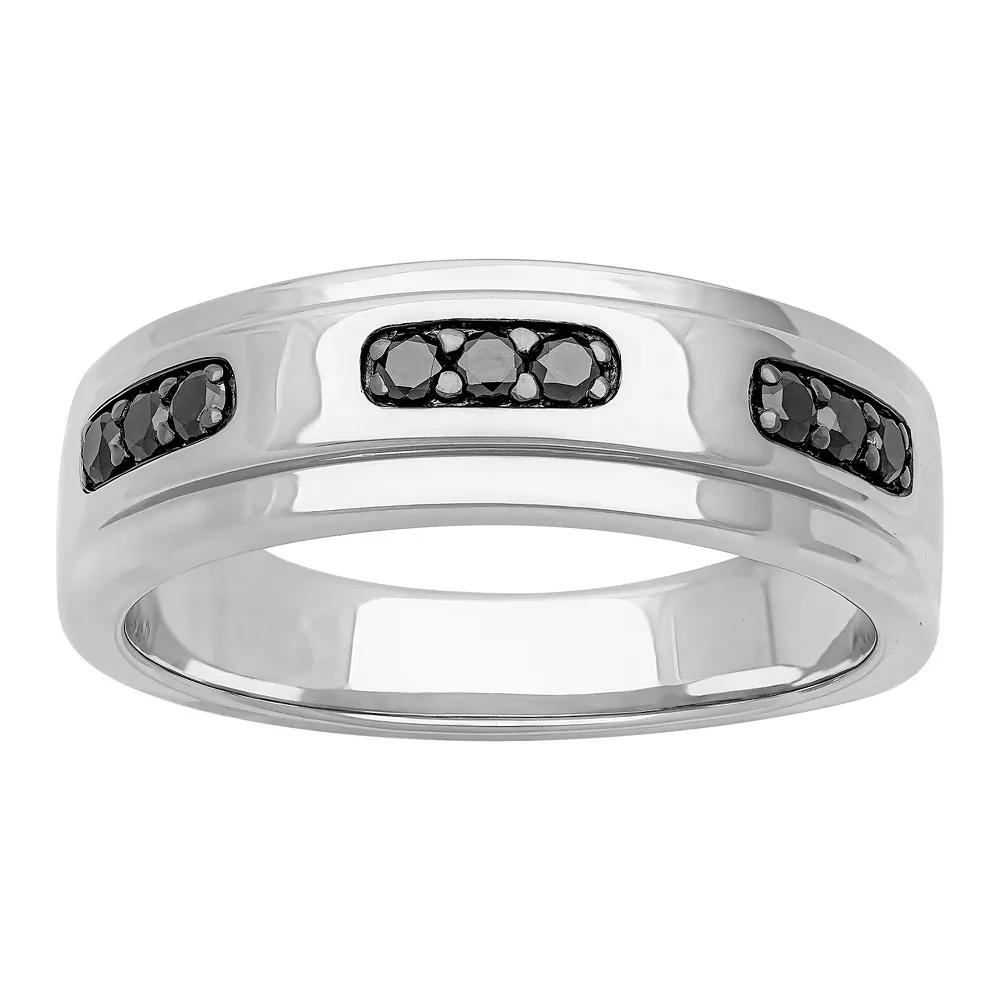 Men's Sterling Silver 1/4 Carat T.W. Black Diamond Band, Size: 10, Silver Tone Product Image