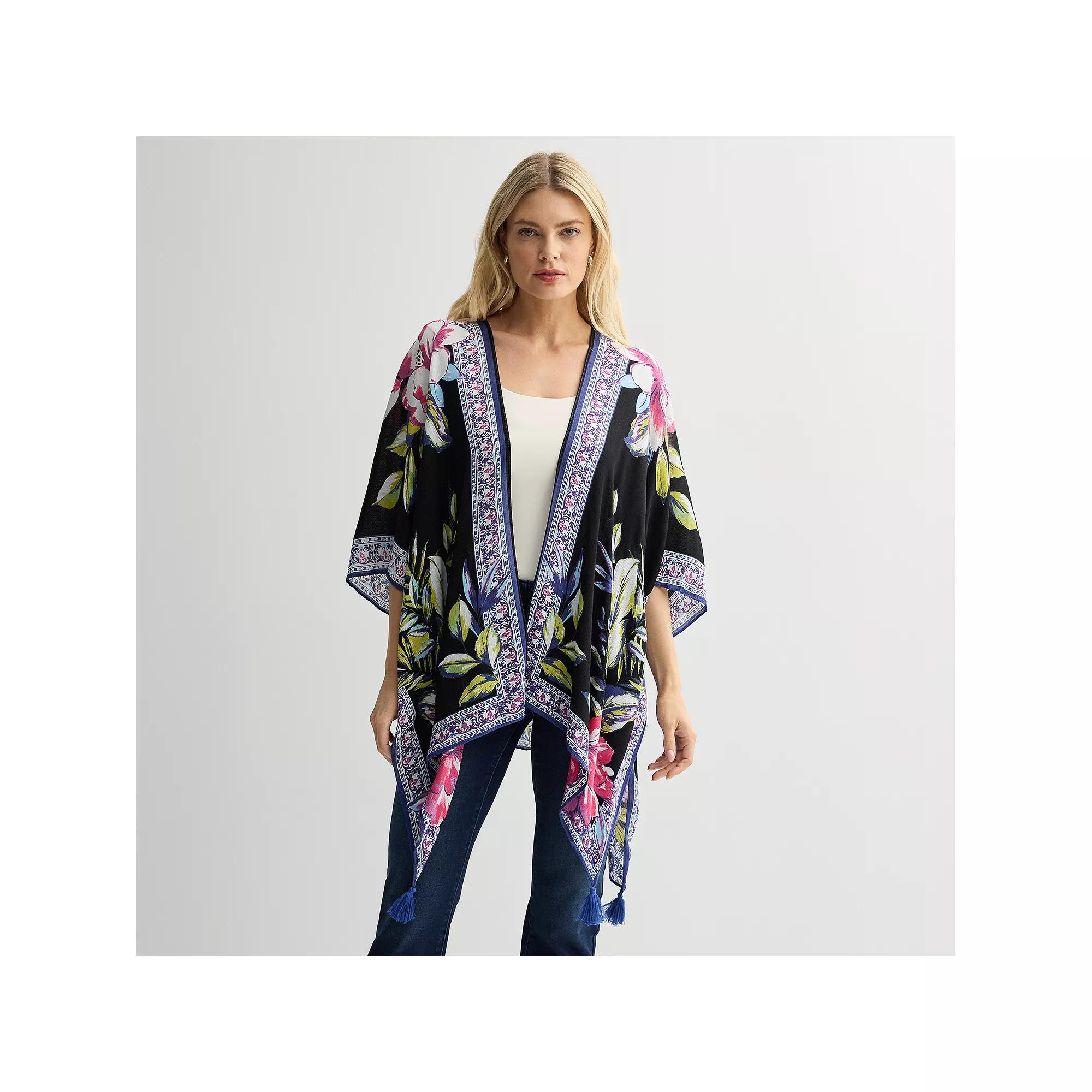 Women's Nine West Painterly Tropical Floral Topper, Black Team Product Image