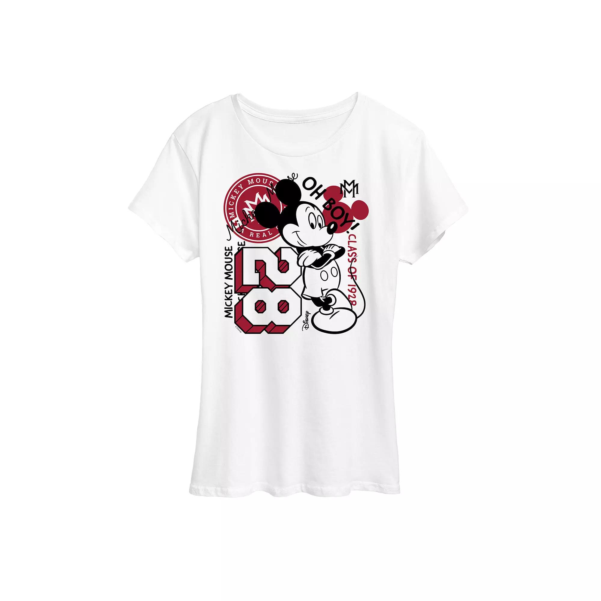 Disney's Mickey Mouse Women's Collegiate Collage Graphic Tee,  Product Image