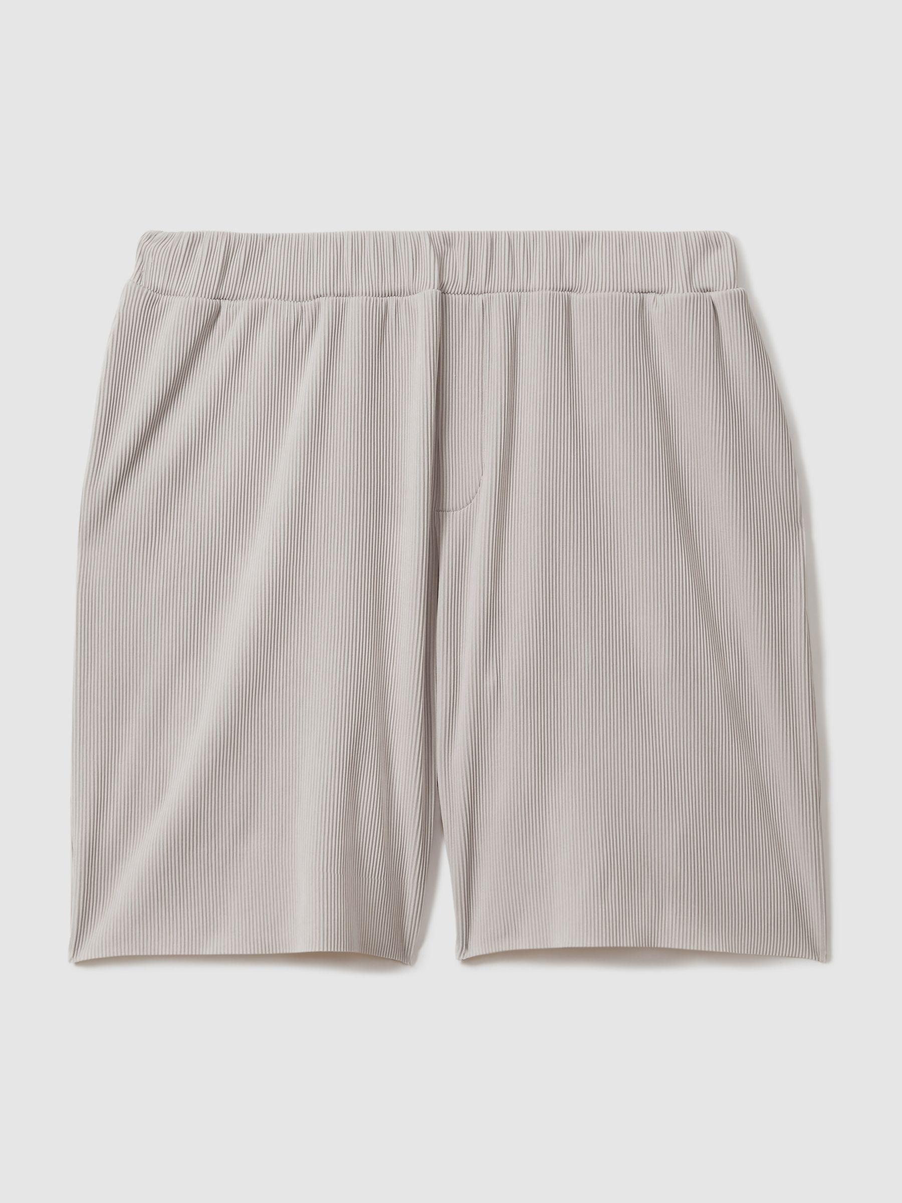Ribbed Elasticated Waist Shorts in Silver Product Image
