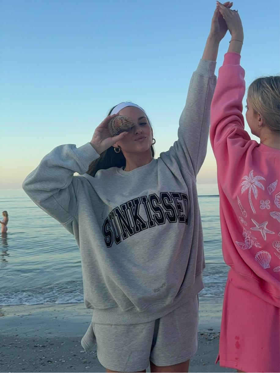 Afternoon Grey Sunkissed Varsity Embroider Sweatshirt Product Image