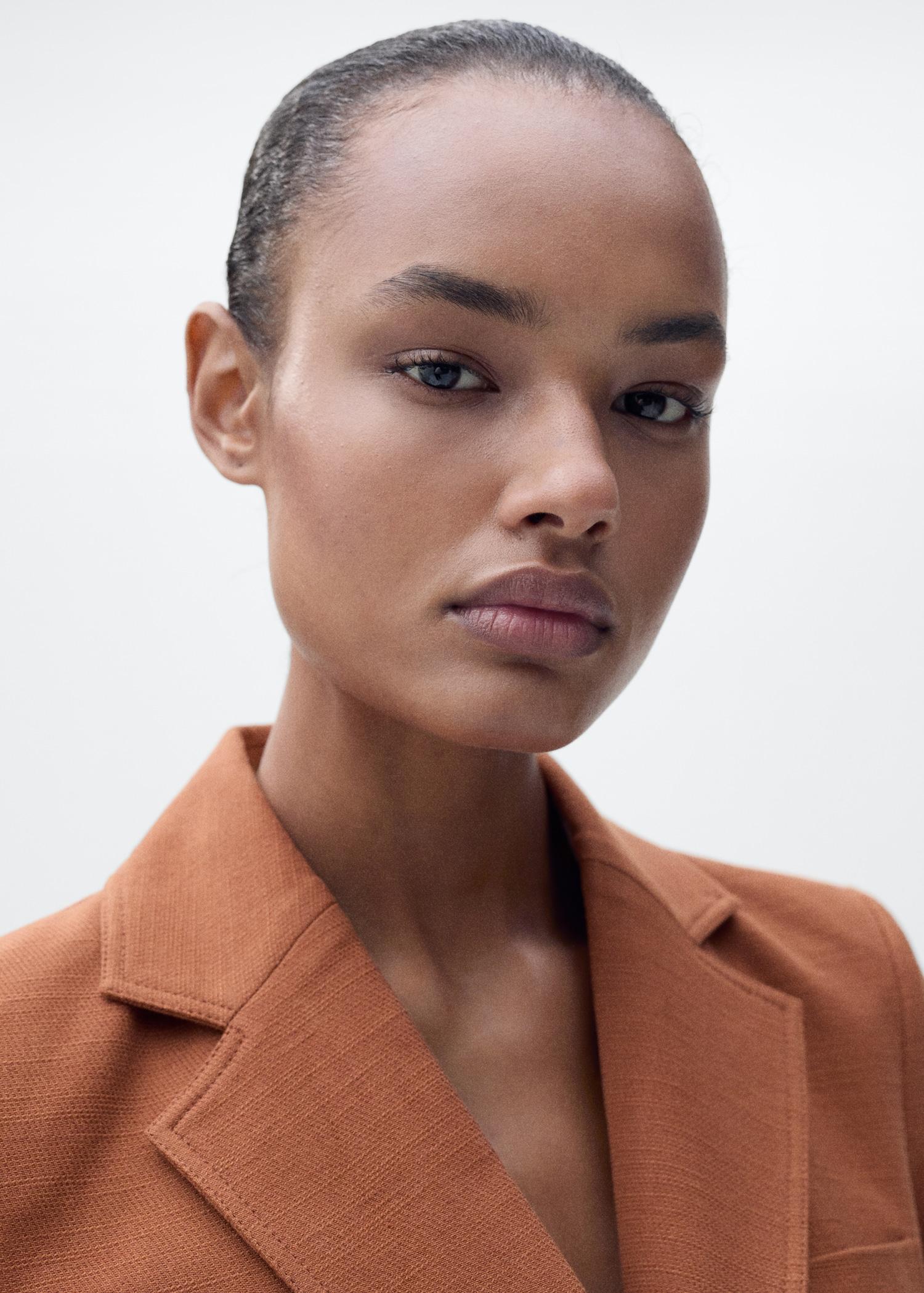 Cotton and linen-blend suit blazer - Women | MANGO USA Product Image