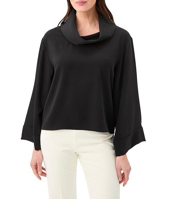 Trina Turk Staged Georgette Cowl Neck Long Sleeve Top Product Image
