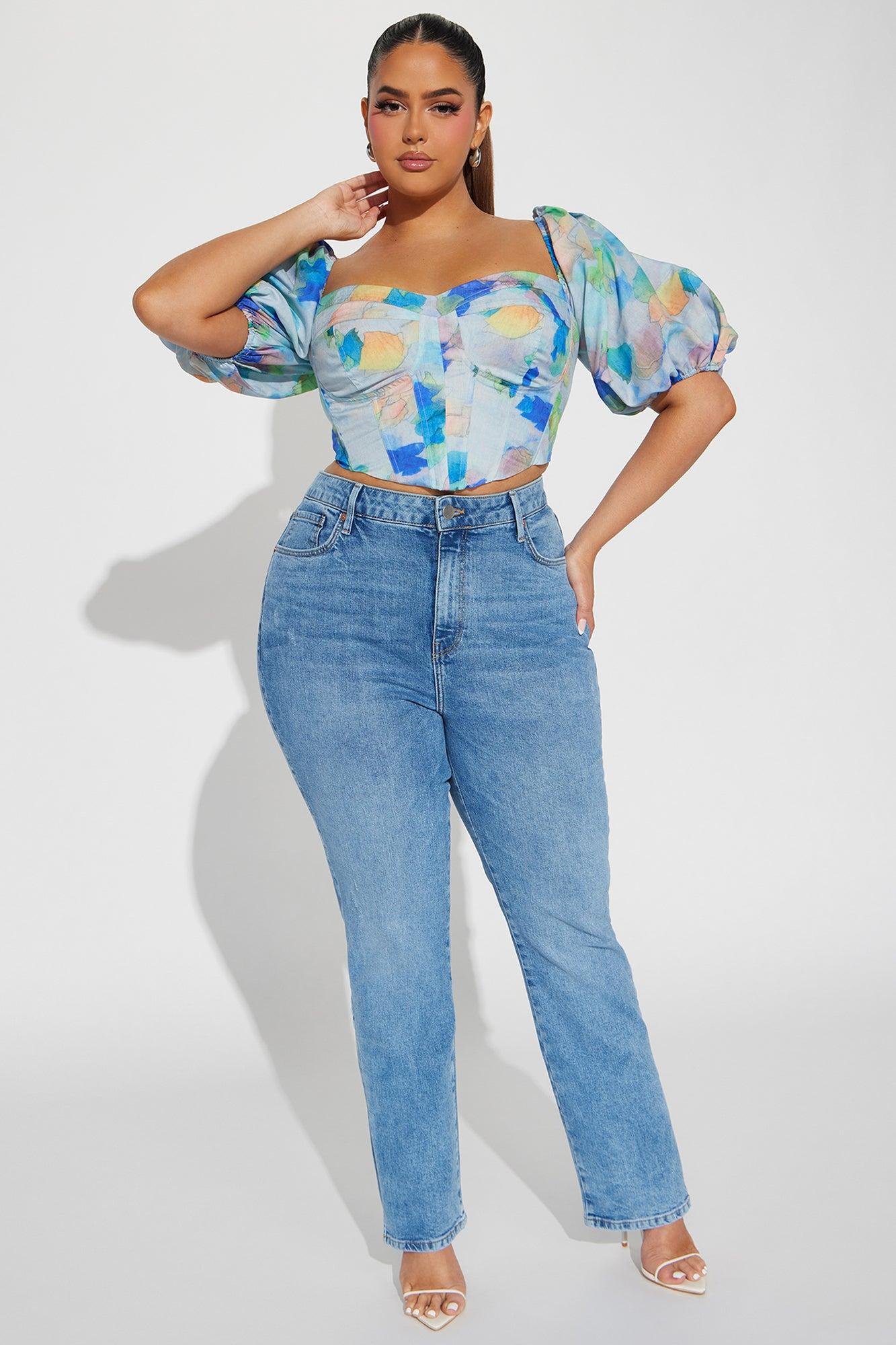 Watercolor Corset Top - Blue/combo Product Image