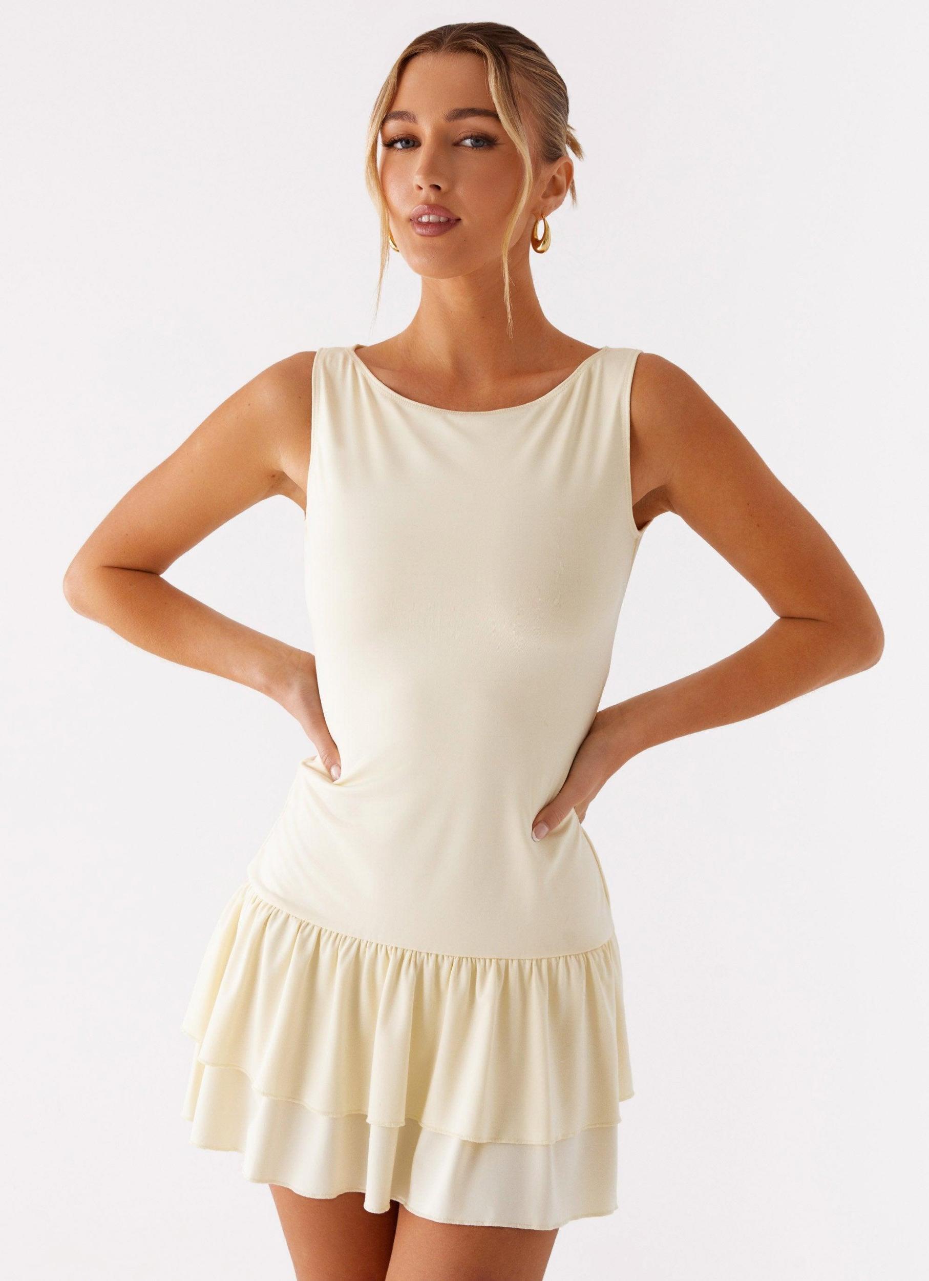 Rhiannon Frill Mini Dress - Yellow Product Image