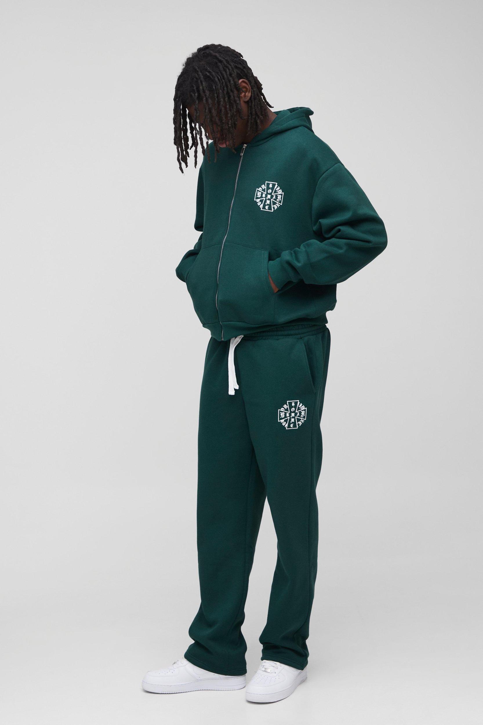Oversized Boxy Homme Cross Zip Hooded Tracksuit | boohooMAN USA Product Image