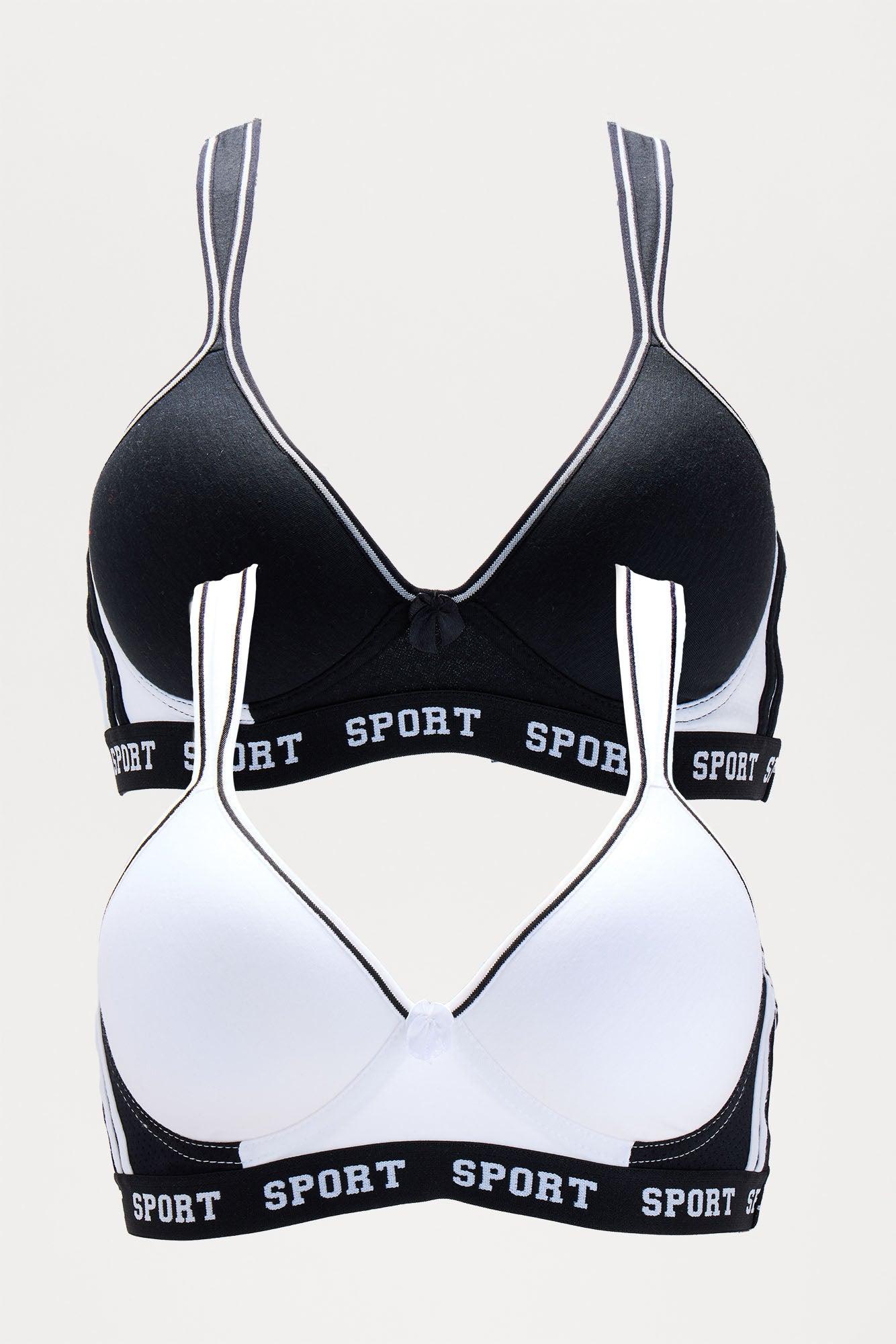 Sporty Look 2 Pack Wireless Molded Cup Cotton Bra - Black/combo Product Image
