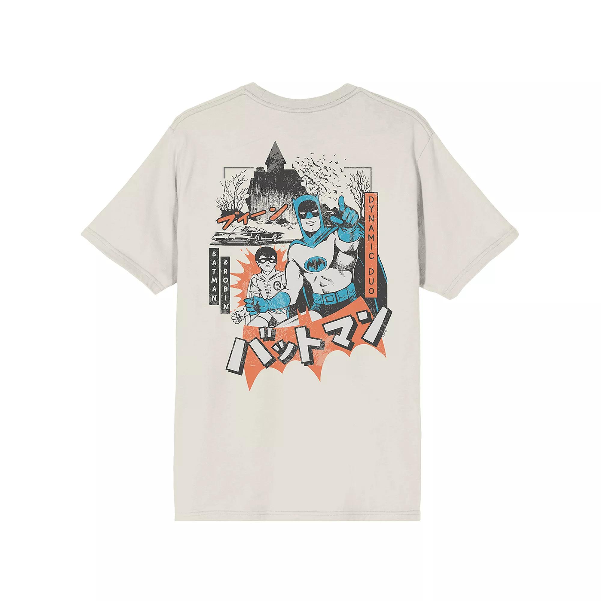 Men's Batmanga Batman & Robin Graphic Tee, Size: Large, Off White Product Image