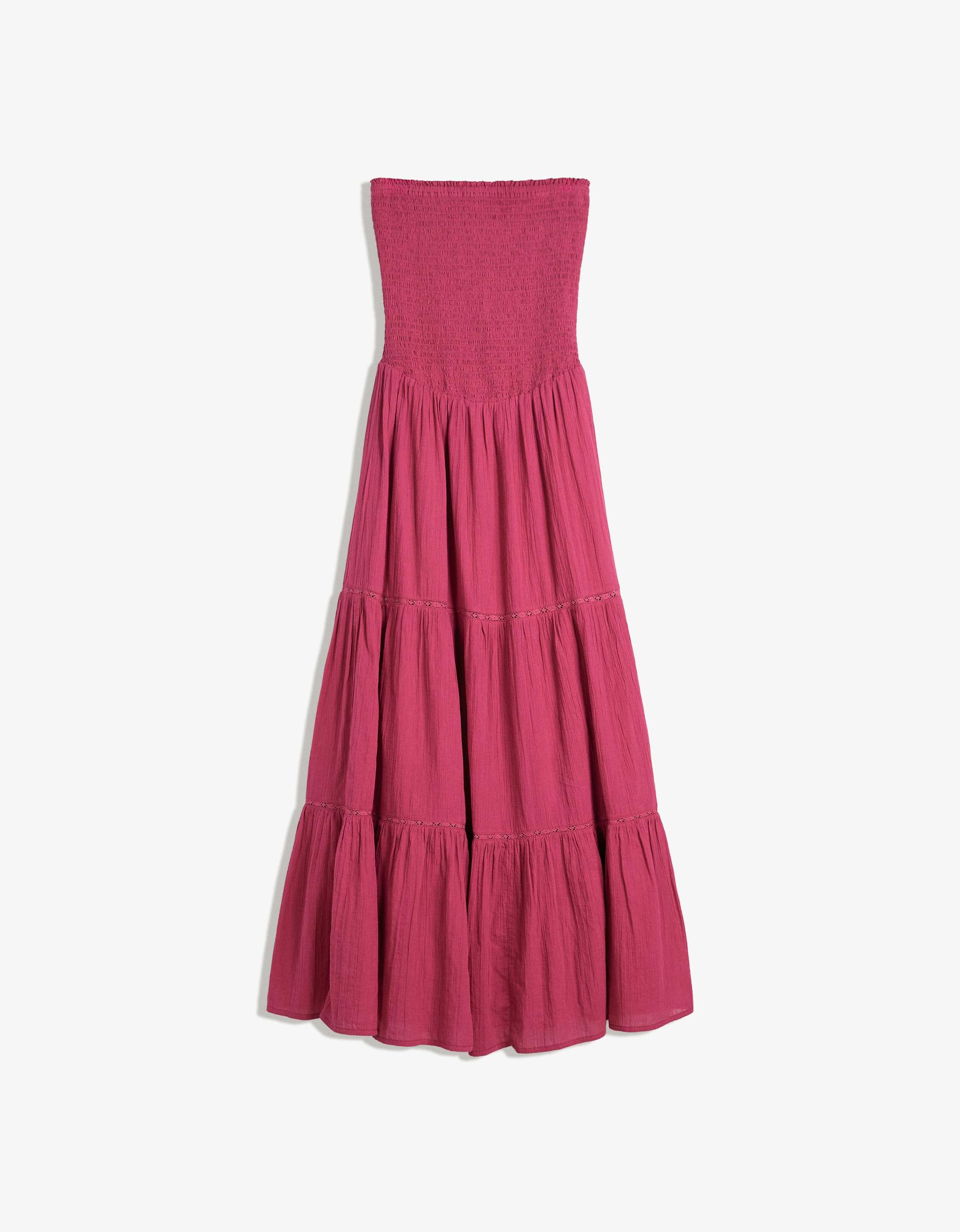 Flared bandeau neckline midi dress Product Image