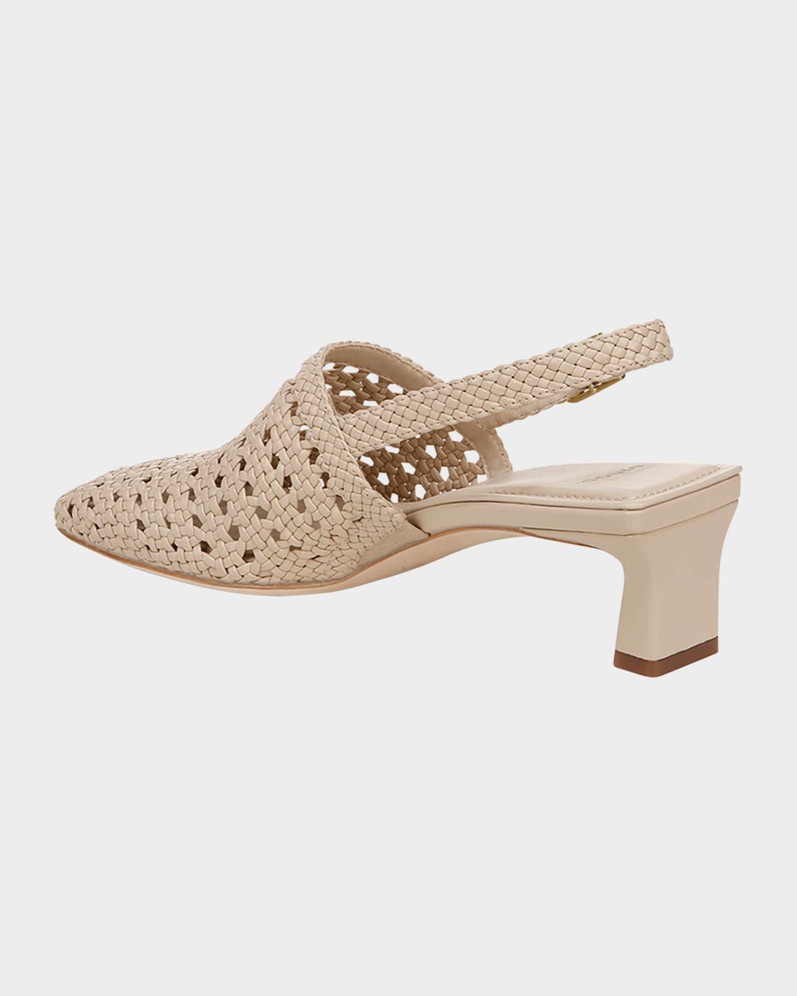 Woven Leather Slingback Pumps Product Image