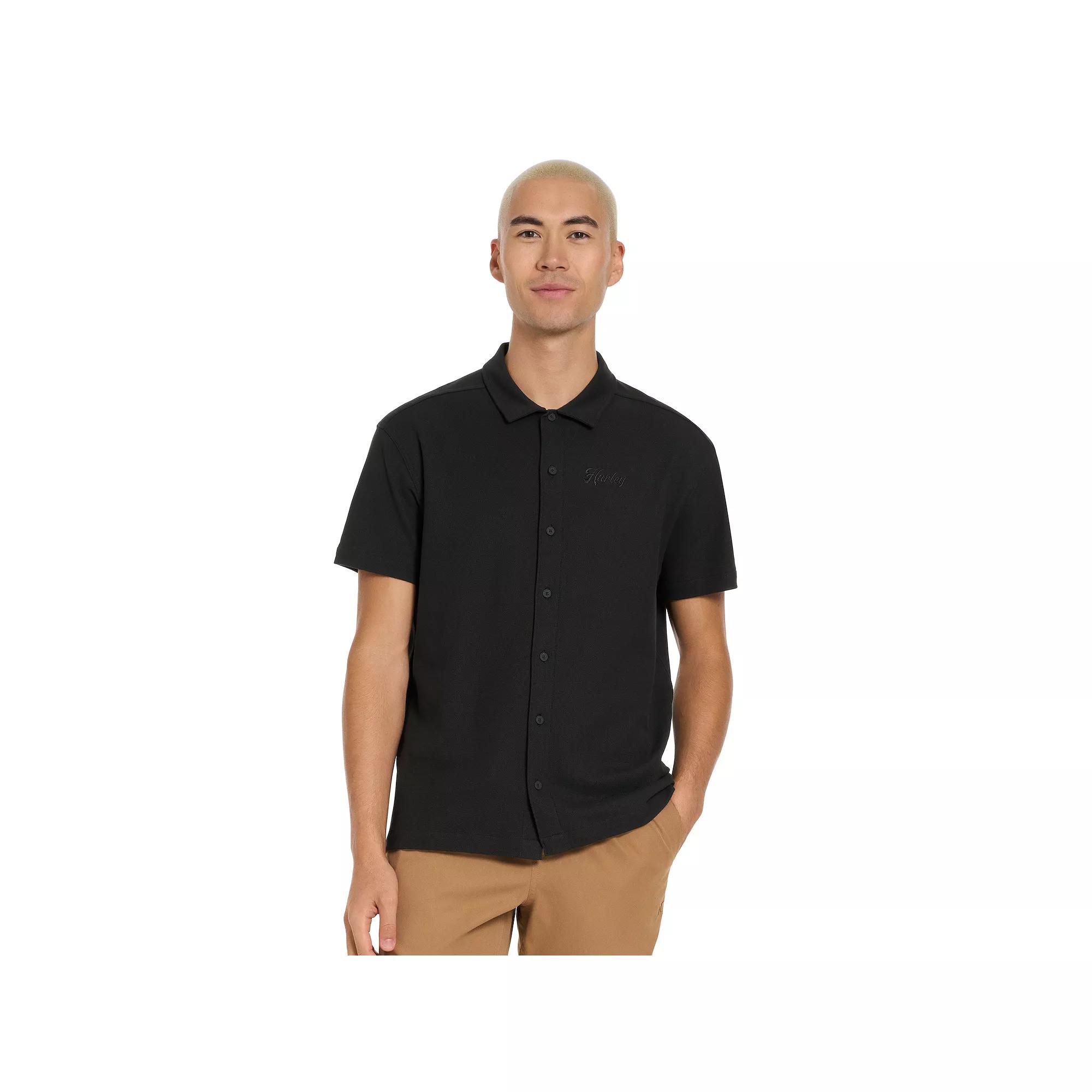 Men's Hurley Embroidered Button Down, Size: XXL, Black Product Image