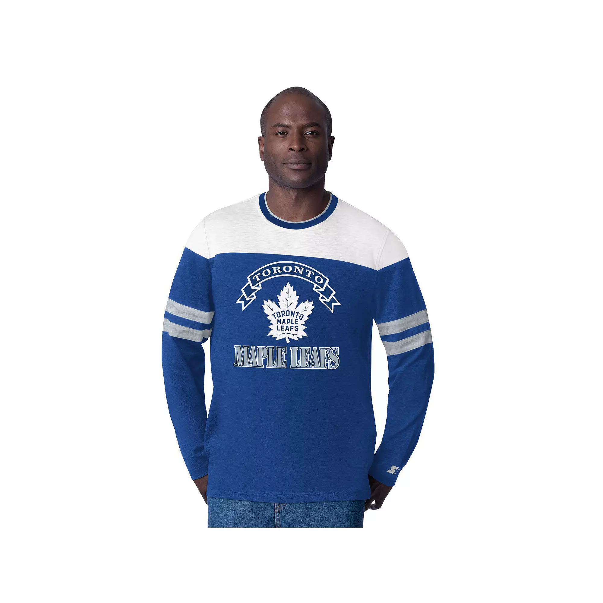 Men's Starter Blue Toronto Maple Leafs Blitz Durene Long Sleeve T-Shirt,  Product Image