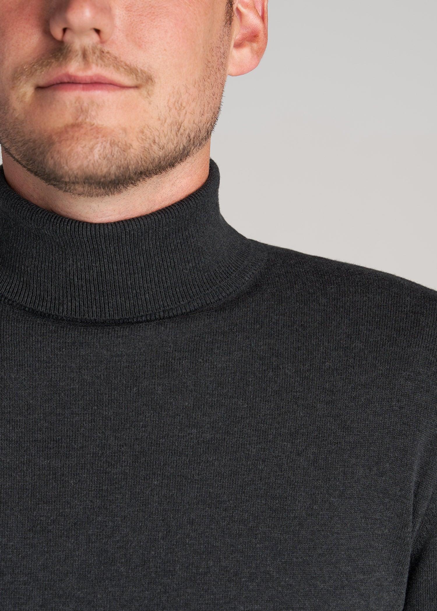 Turtleneck Sweater for Tall Men in Charcoal Mix Male Product Image