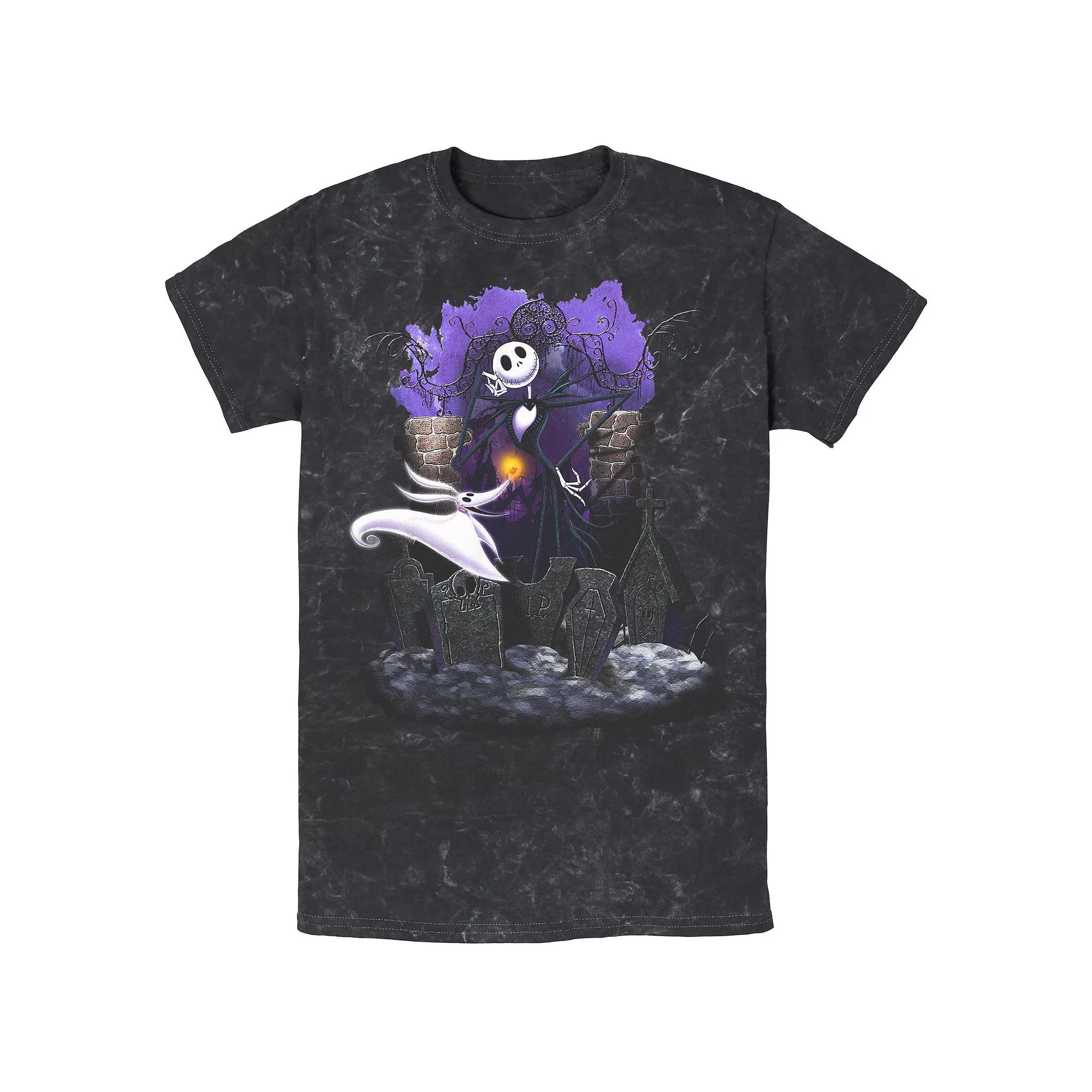 Disney's The Nightmare Before Christmas Graveyard Buddies Mineral Wash Men's Graphic Tee,  Product Image