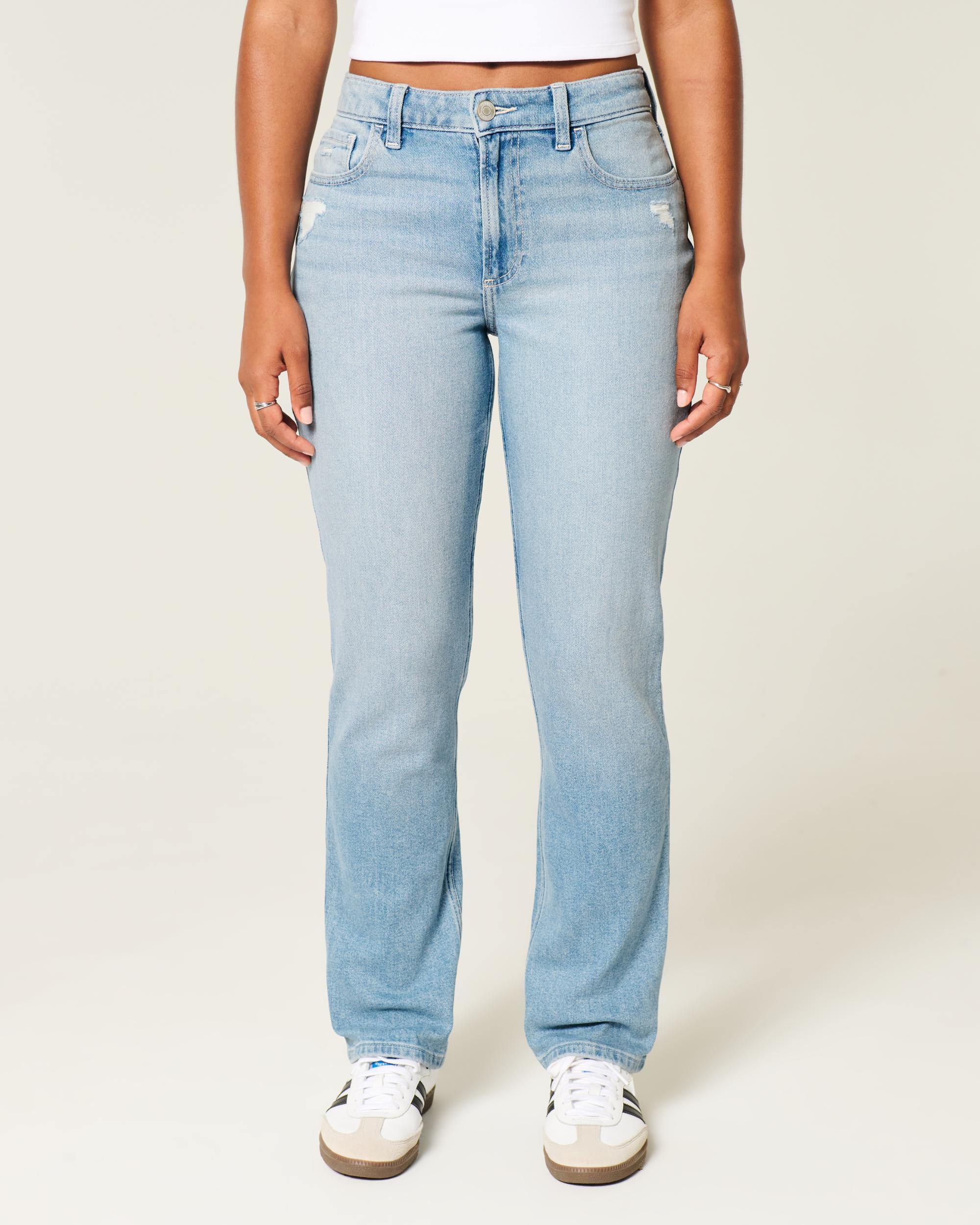 Curvy High-Rise Distressed Light Wash Straight Jeans Product Image