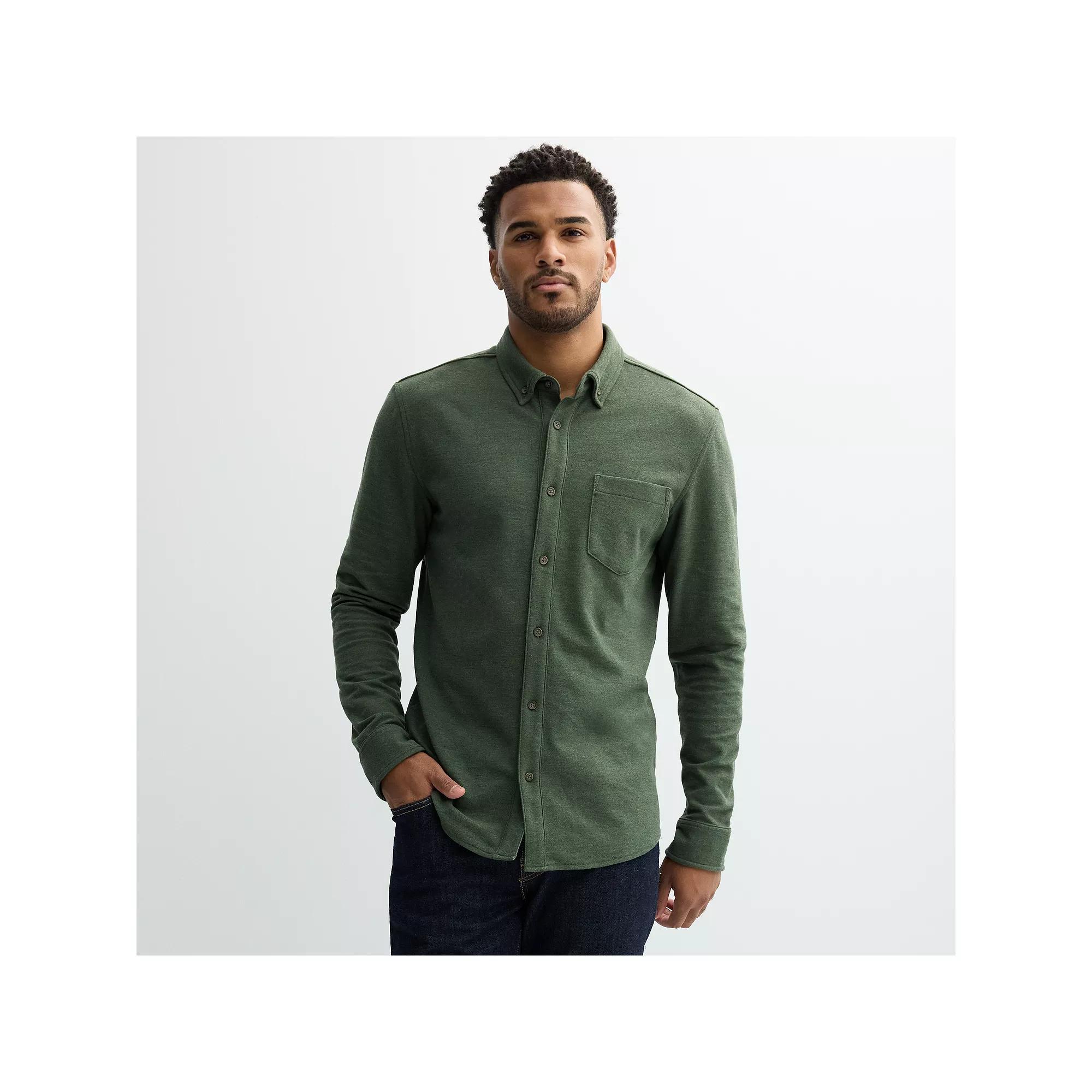 Men's Sonoma Goods For Life® Long Sleeve Pique Button-Up Shirt,  Product Image
