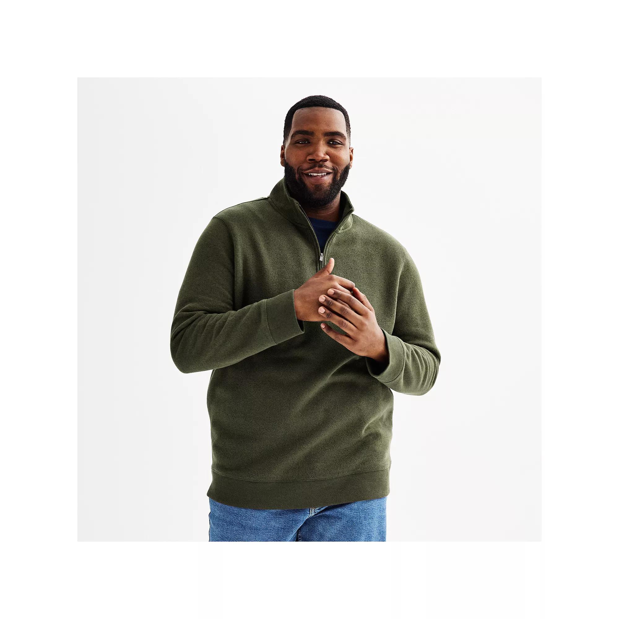 Big & Tall Sonoma Goods For Life® Fleece Quarter Zip Pullover, Men's, Size: Medium Tall, Green Product Image